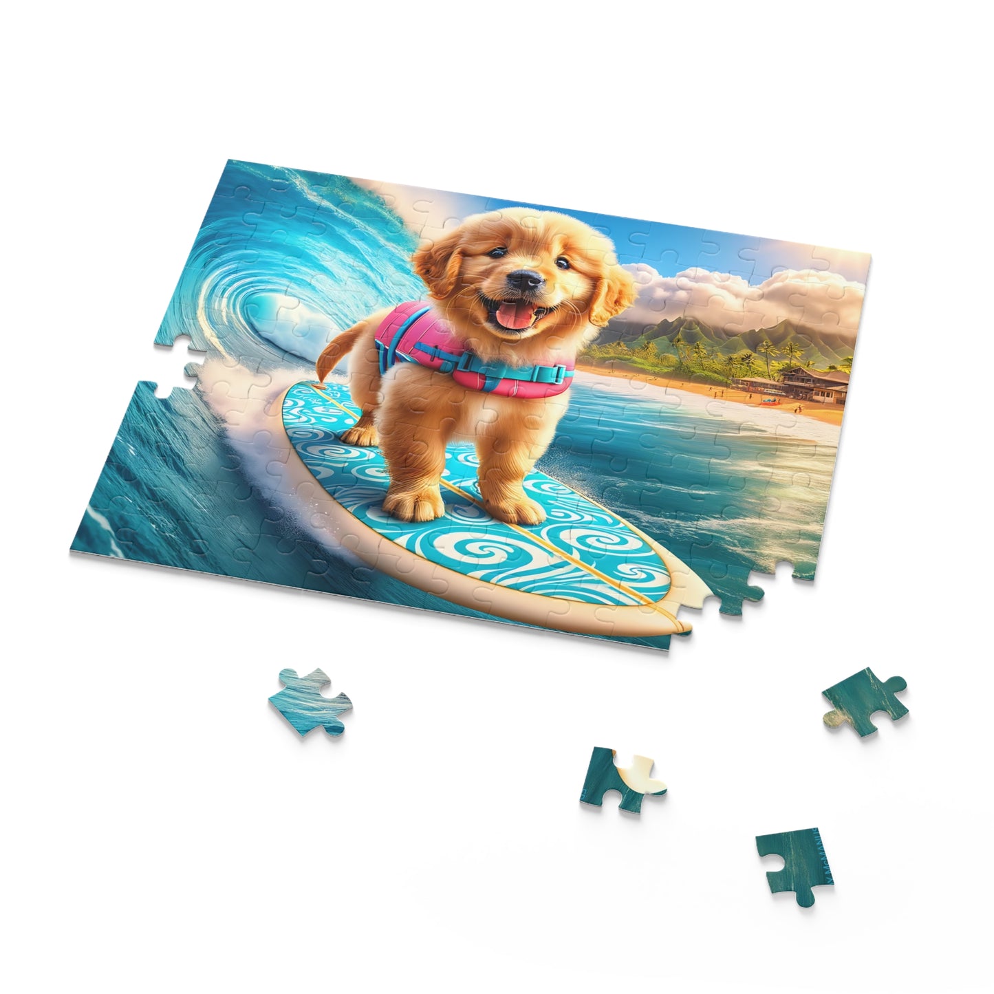 Surf Pups! Surfing Golden Retriever Puppy Puzzle 6 - (120, 252, 500-Piece)