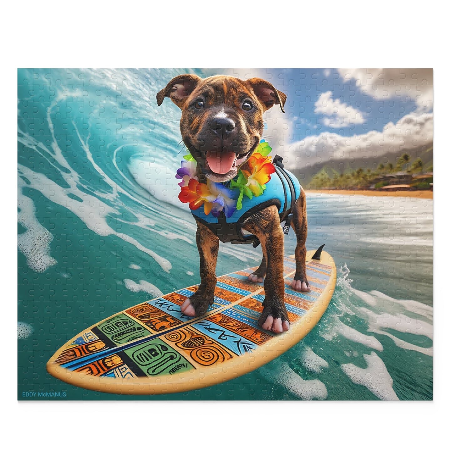 Surf Pups! Surfing Pit Bull Puppy Puzzle 2 - (120, 252, 500-Piece)