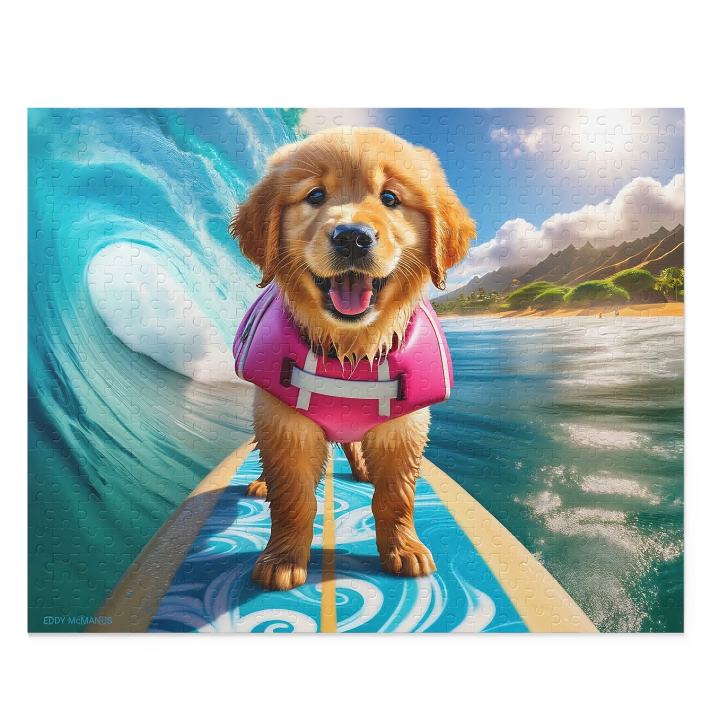 Surf Pups! Surfing Golden Retriever Puppy Puzzle 2 - (120, 252, 500-Piece)