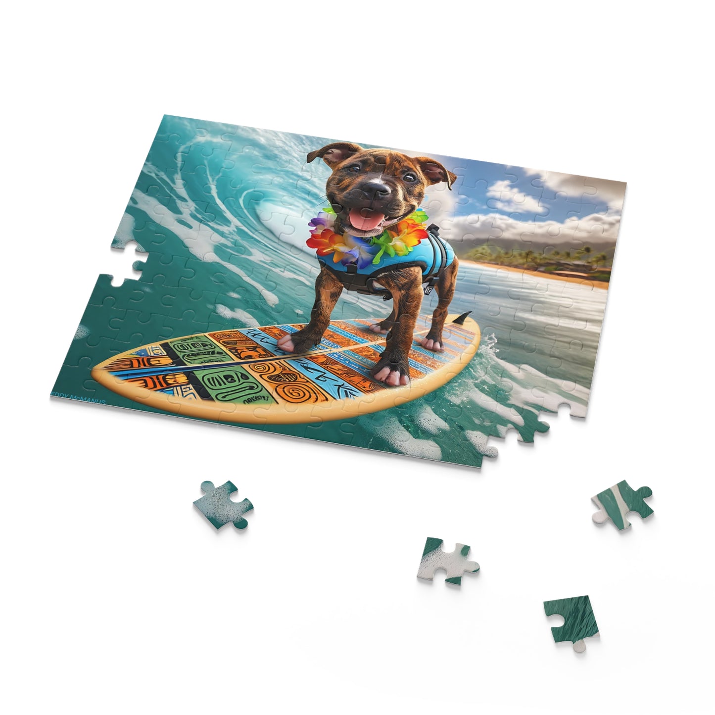 Surf Pups! Surfing Pit Bull Puppy Puzzle 2 - (120, 252, 500-Piece)