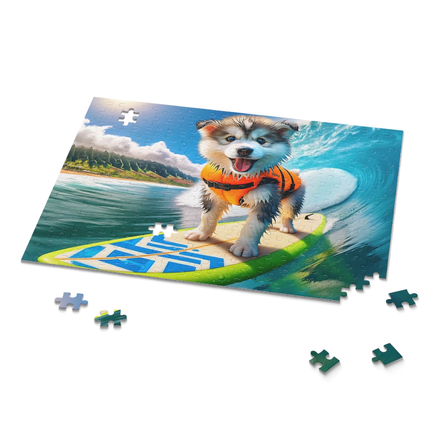 Surf Pups! Surfing Husky Puppy Puzzle 2 - (120, 252, 500-Piece)