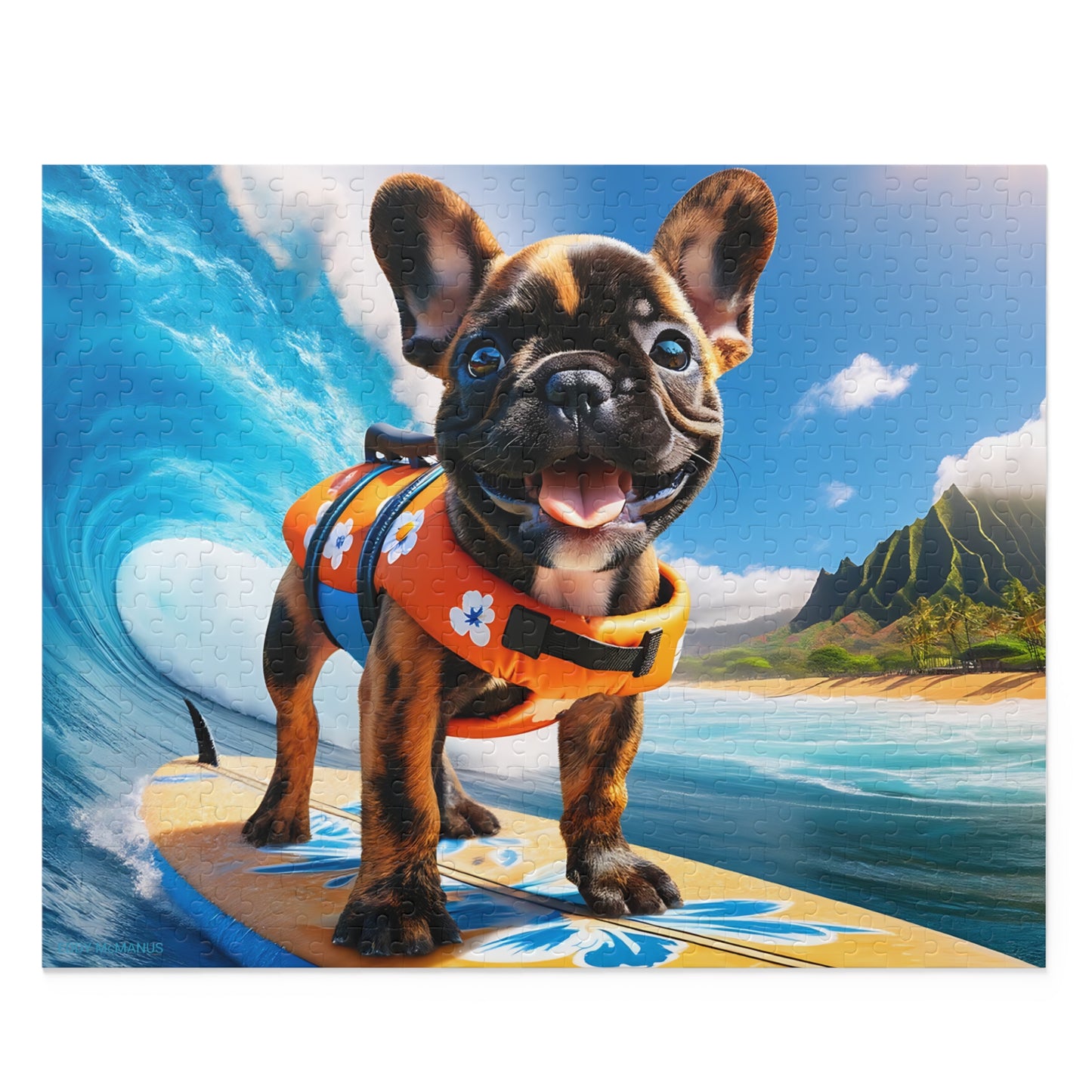 Surf Pups! Surfing French Bulldog Puppy Puzzle 6 - (120, 252, 500-Piece)