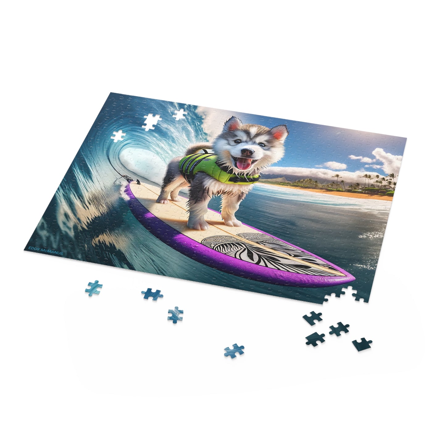 Surf Pups! Surfing Husky Puppy Puzzle 4 - (120, 252, 500-Piece)