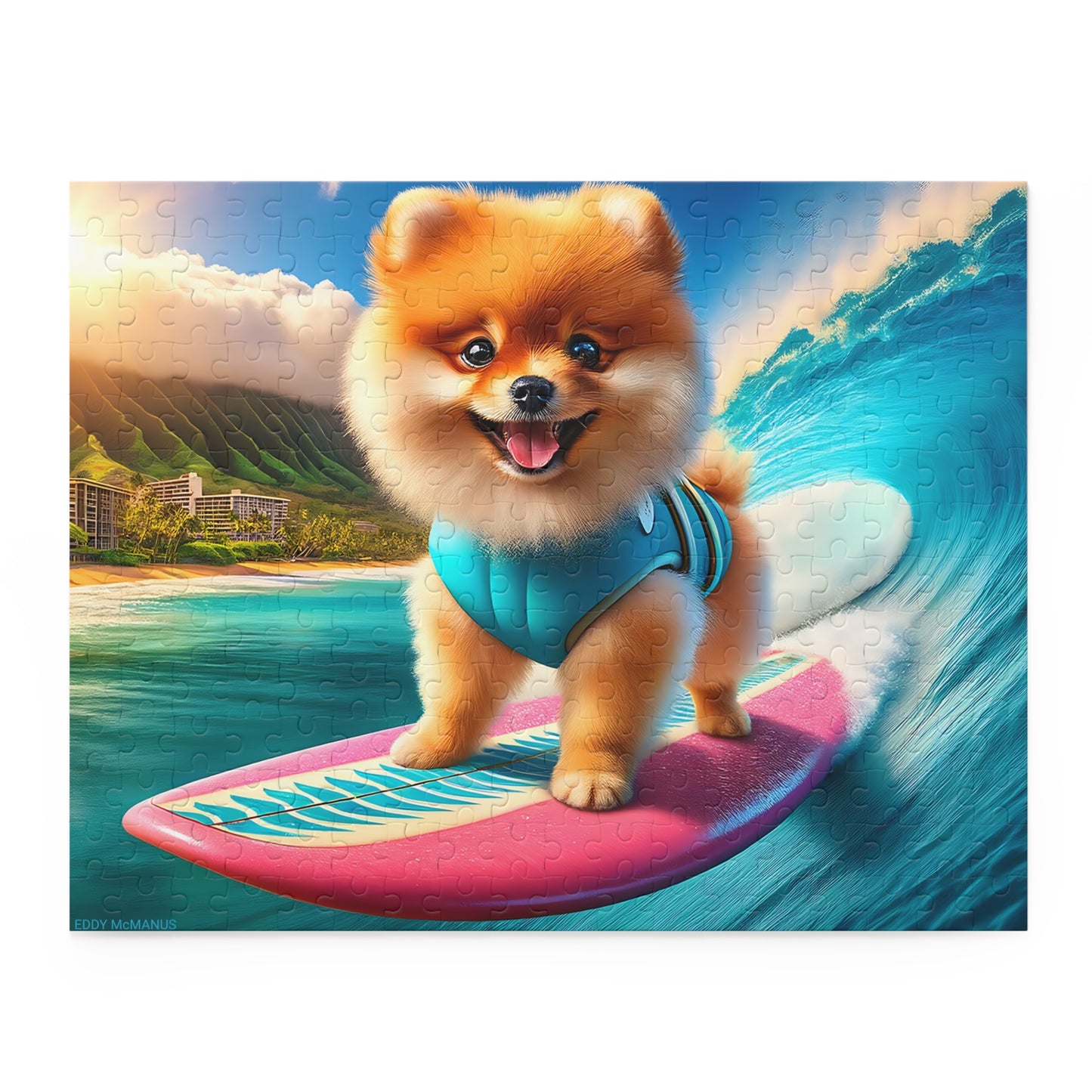 Surf Pups! Surfing Pomeranian Puppy Puzzle 3 - (120, 252, 500-Piece)