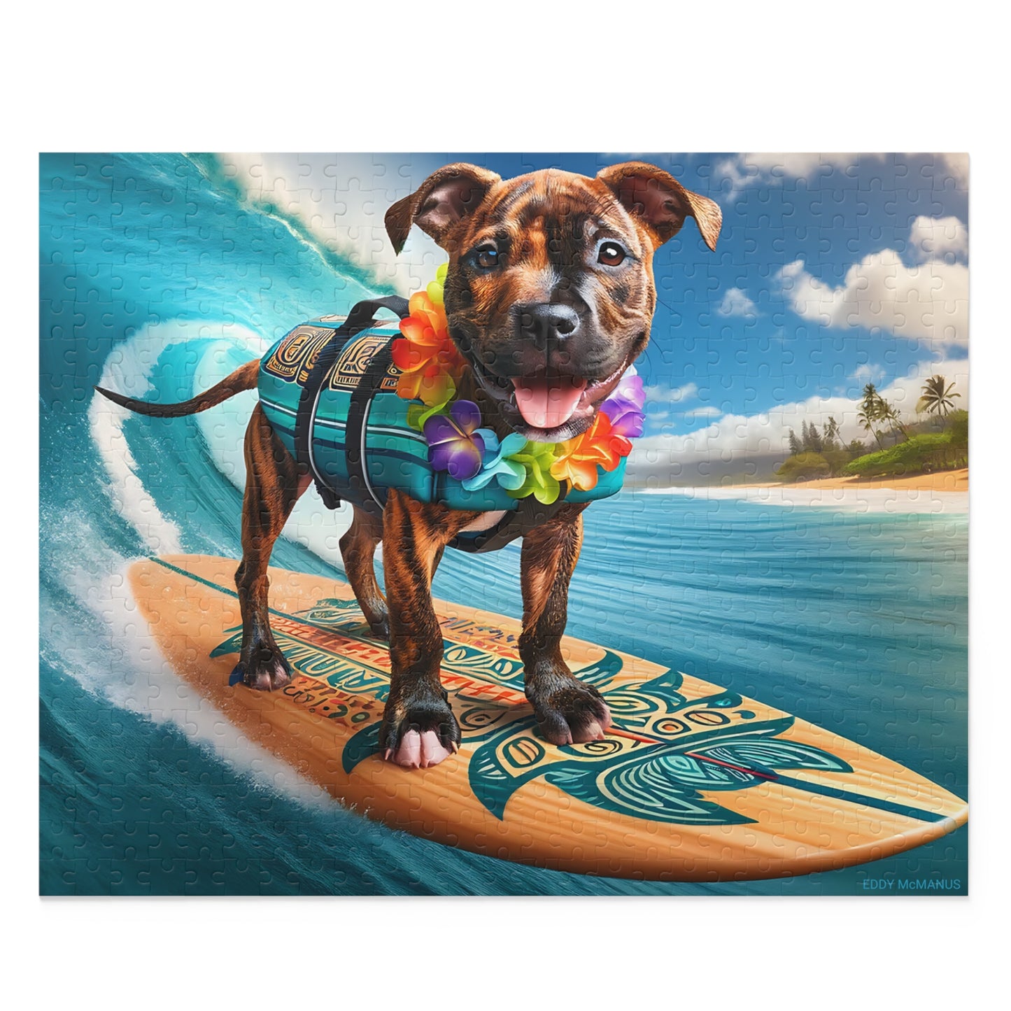 Surf Pups! Surfing Pit Bull Puppy Puzzle 6 - (120, 252, 500-Piece)