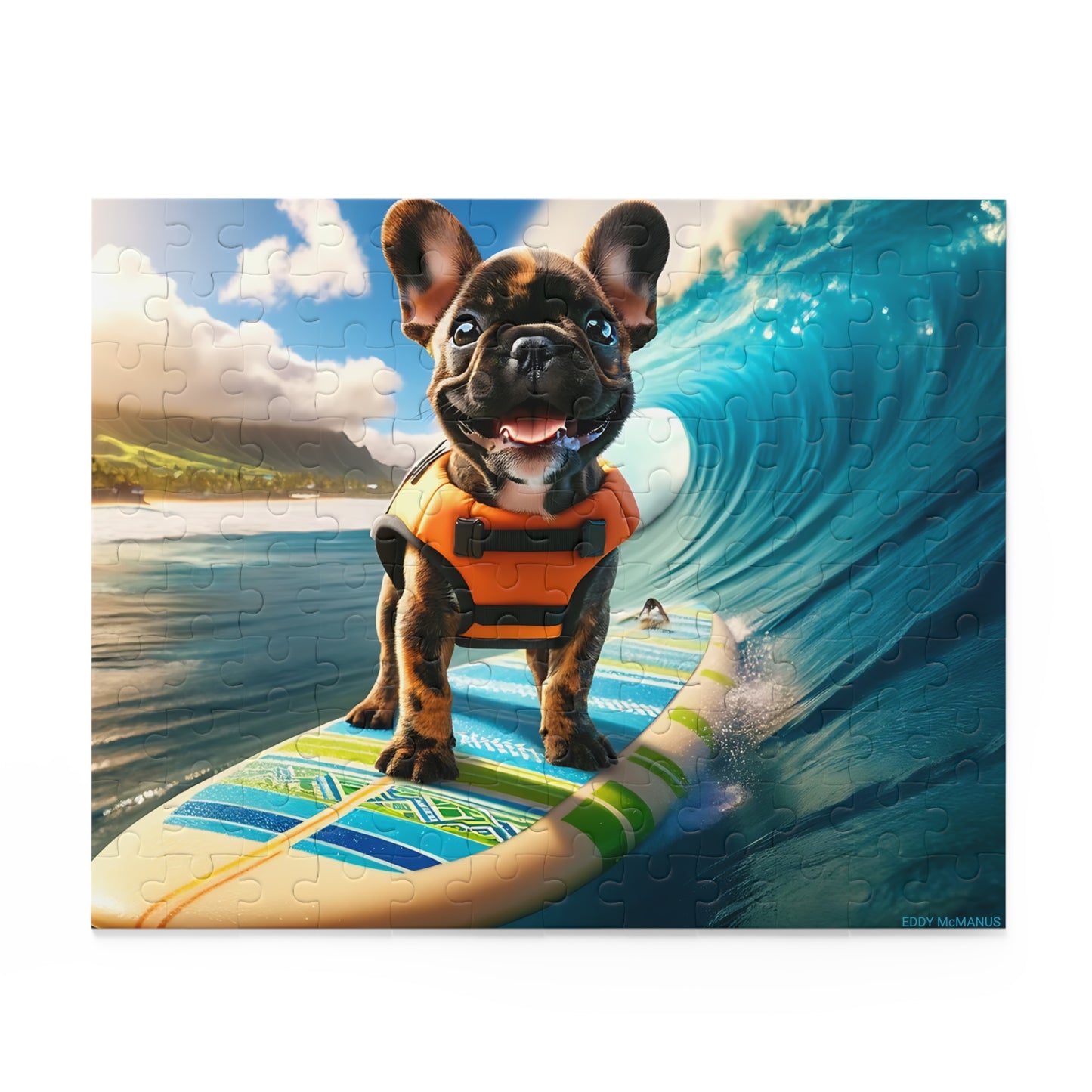 Surf Pups! Surfing French Bulldog Puppy Puzzle 8 - (120, 252, 500-Piece)