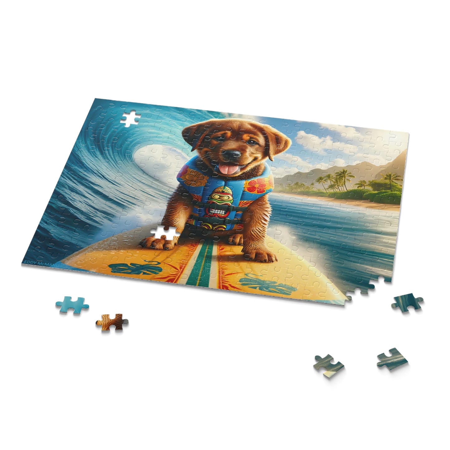 Surf Pups! Surfing Labrador Puppy Puzzle 12 - (120, 252, 500-Piece)