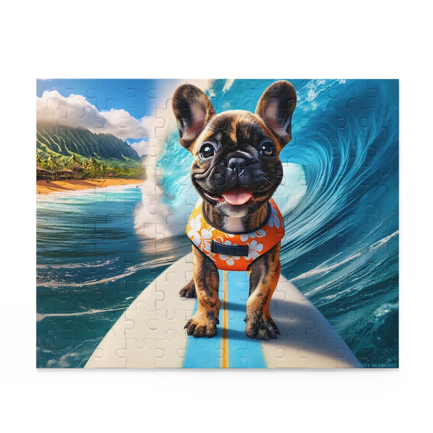 Surf Pups! Surfing French Bulldog Puppy Puzzle 5 - (120, 252, 500-Piece)