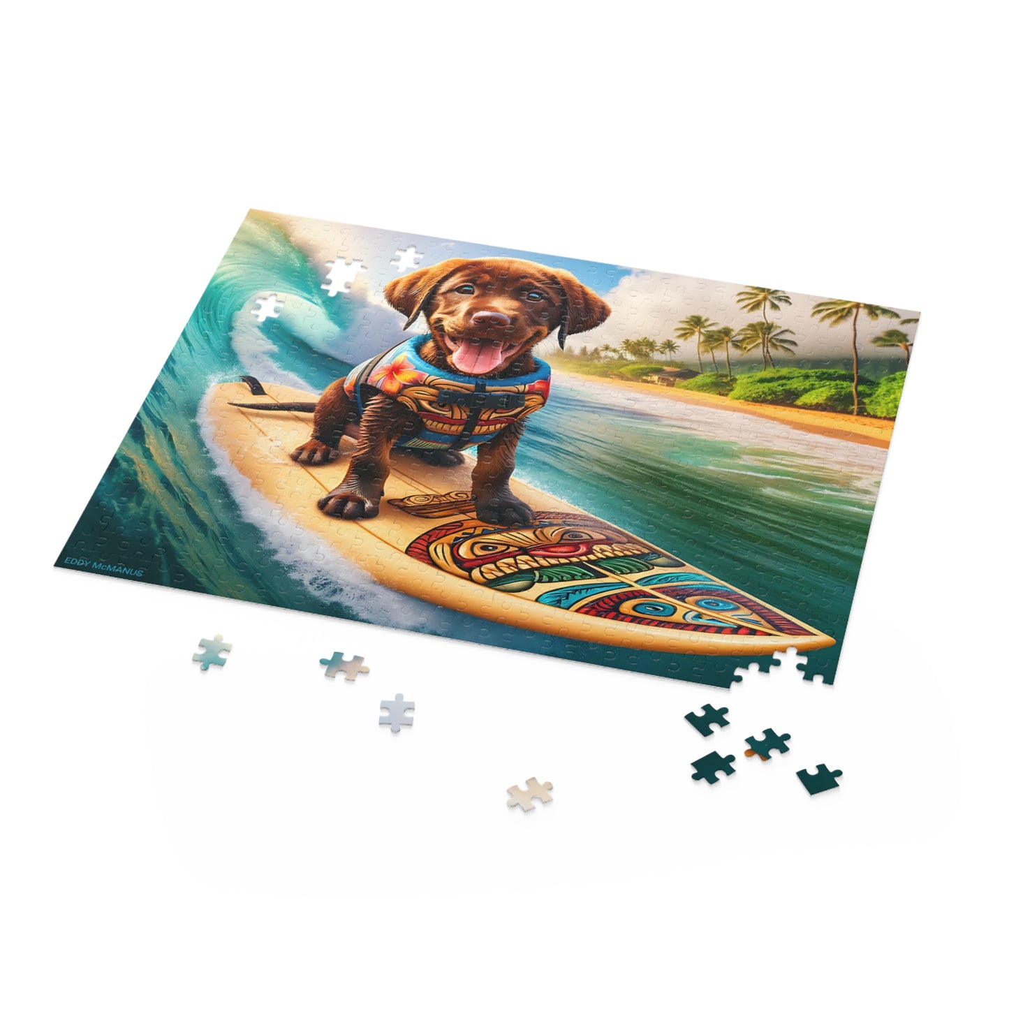 Surf Pups! Surfing Labrador Puppy Puzzle 10 - (120, 252, 500-Piece)