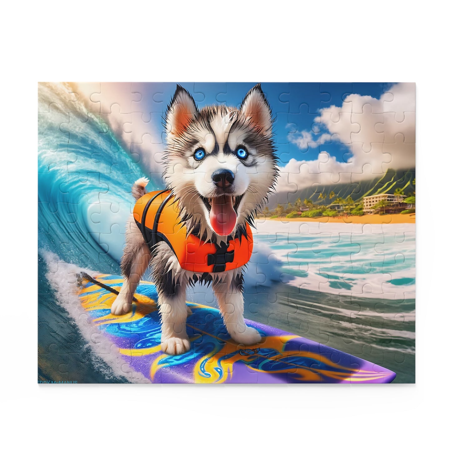 Surf Pups! Surfing Husky Puppy Puzzle 9 - (120, 252, 500-Piece)