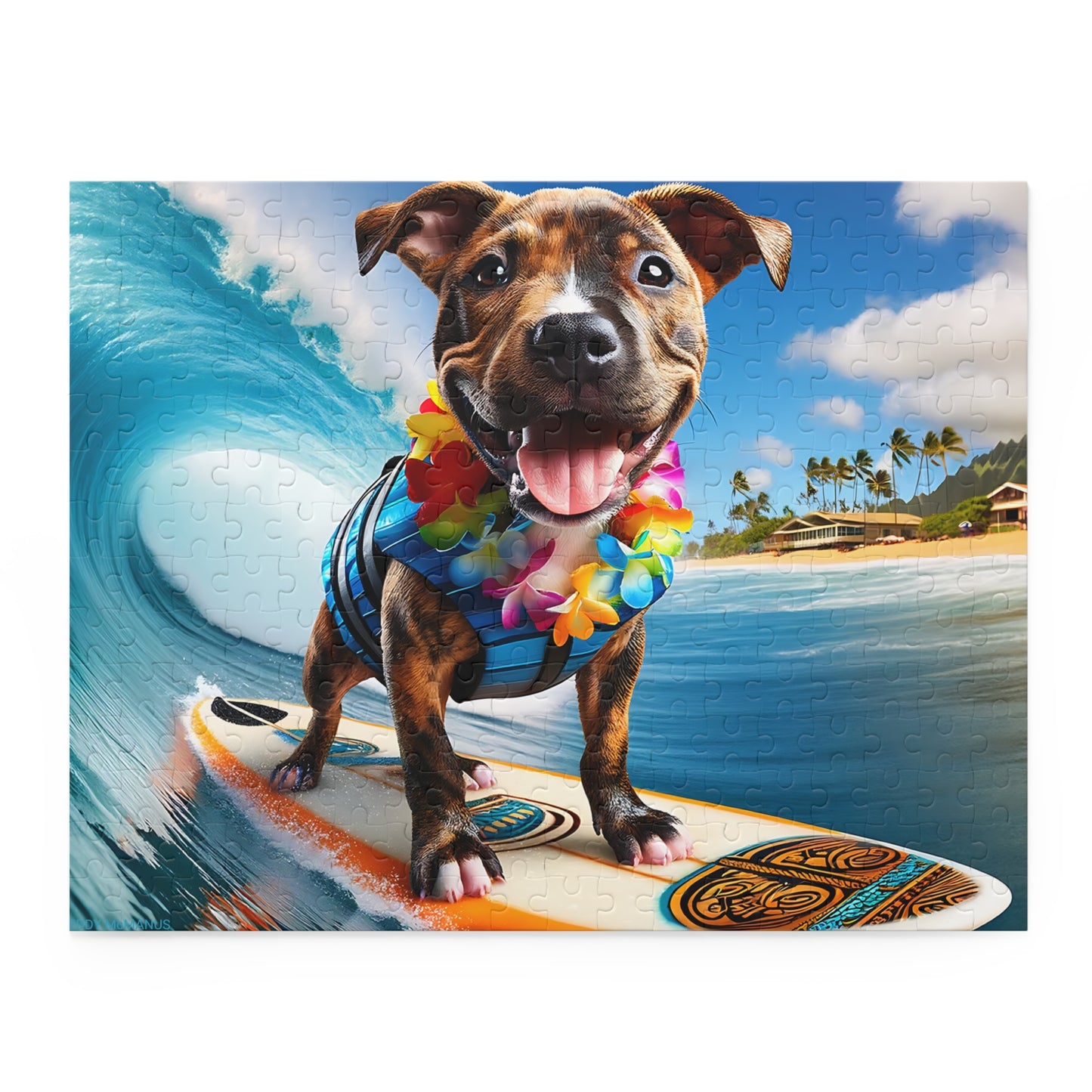 Surf Pups! Surfing Pit Bull Puppy Puzzle 9 - (120, 252, 500-Piece)