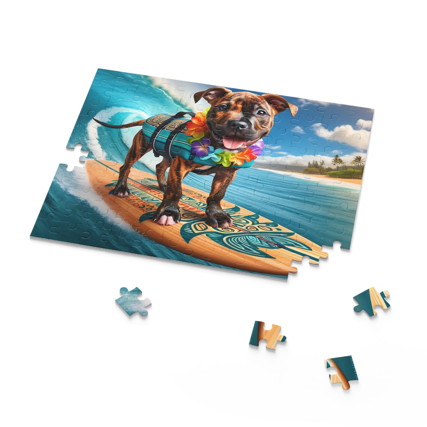 Surf Pups! Surfing Pit Bull Puppy Puzzle 6 - (120, 252, 500-Piece)