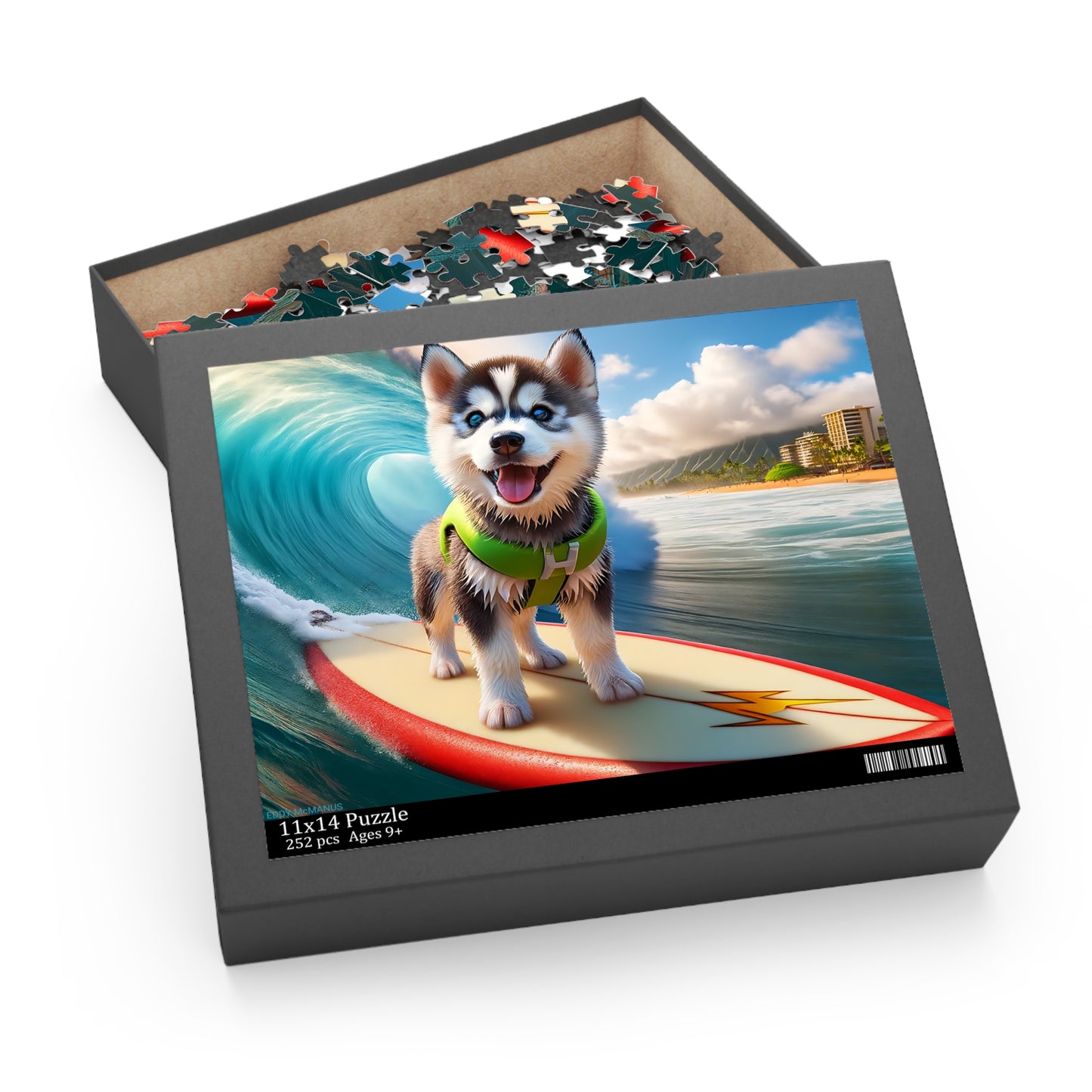 Surf Pups! Surfing Husky Puppy Puzzle 5 - (120, 252, 500-Piece)
