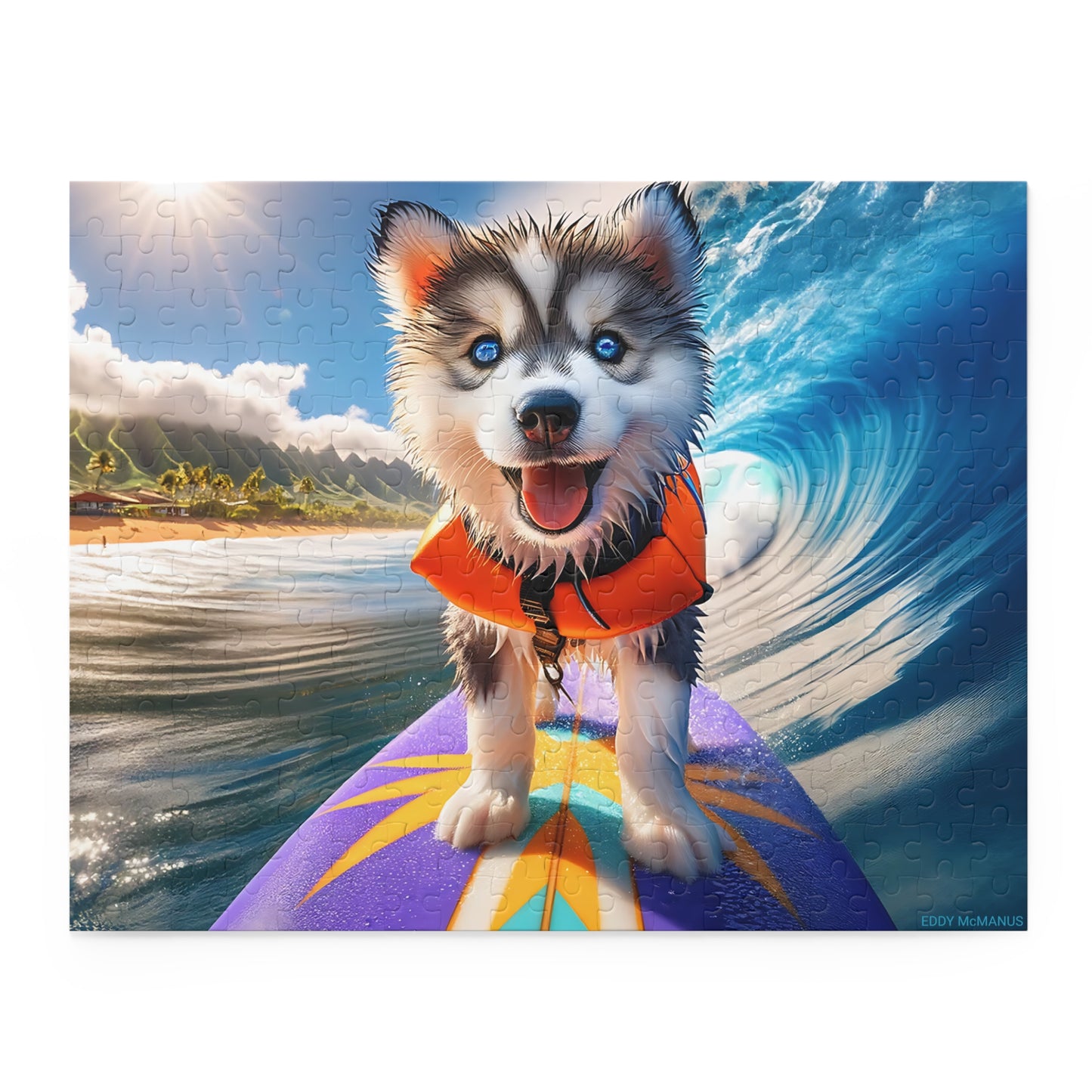 Surf Pups! Surfing Husky Puppy Puzzle 12 - (120, 252, 500-Piece)