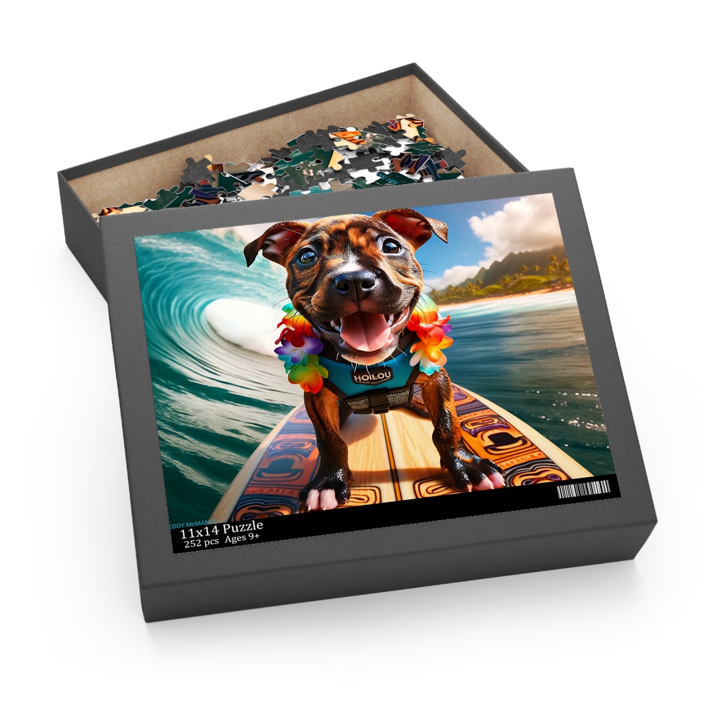 Surf Pups! Surfing Pit Bull Puppy Puzzle 8 - (120, 252, 500-Piece)