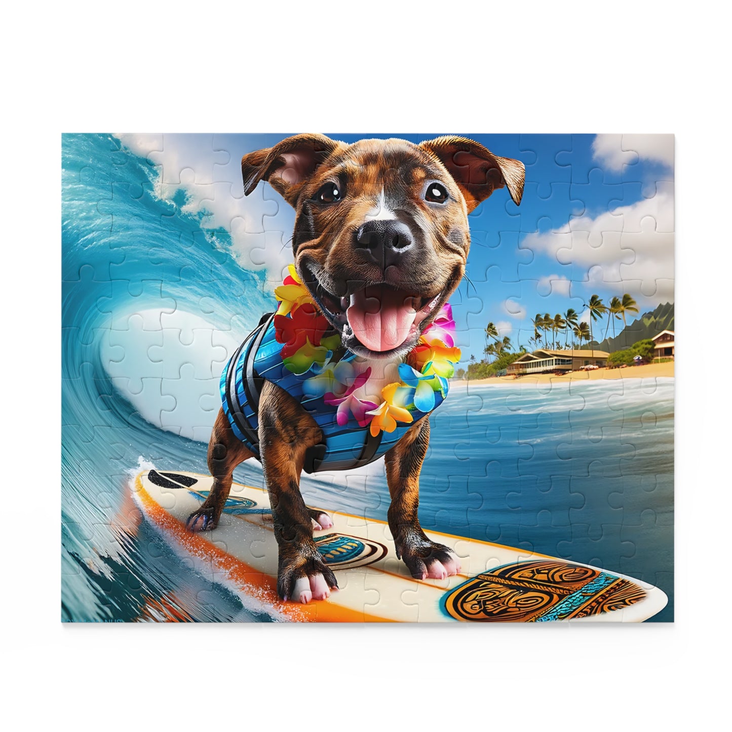 Surf Pups! Surfing Pit Bull Puppy Puzzle 9 - (120, 252, 500-Piece)