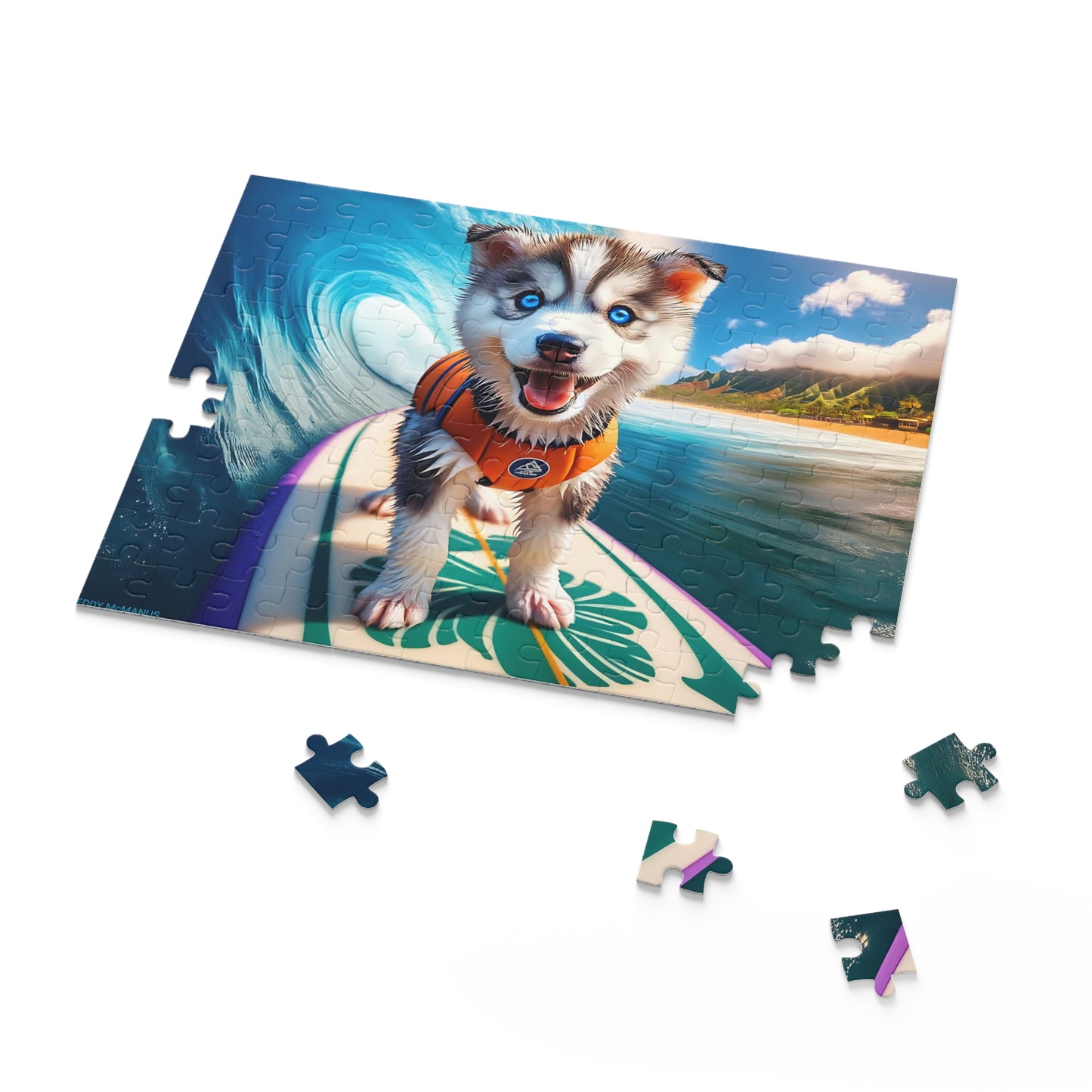 Surf Pups! Surfing Husky Puppy Puzzle 11 - (120, 252, 500-Piece)