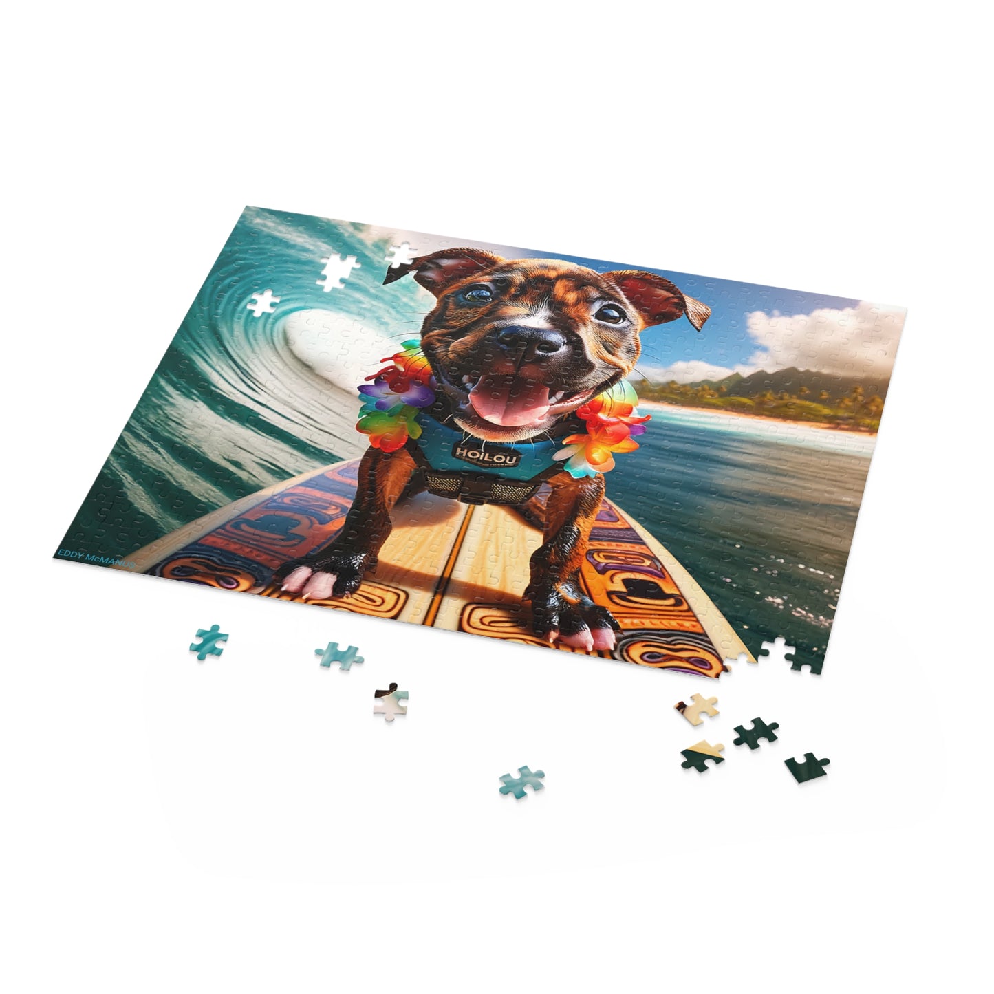 Surf Pups! Surfing Pit Bull Puppy Puzzle 8 - (120, 252, 500-Piece)