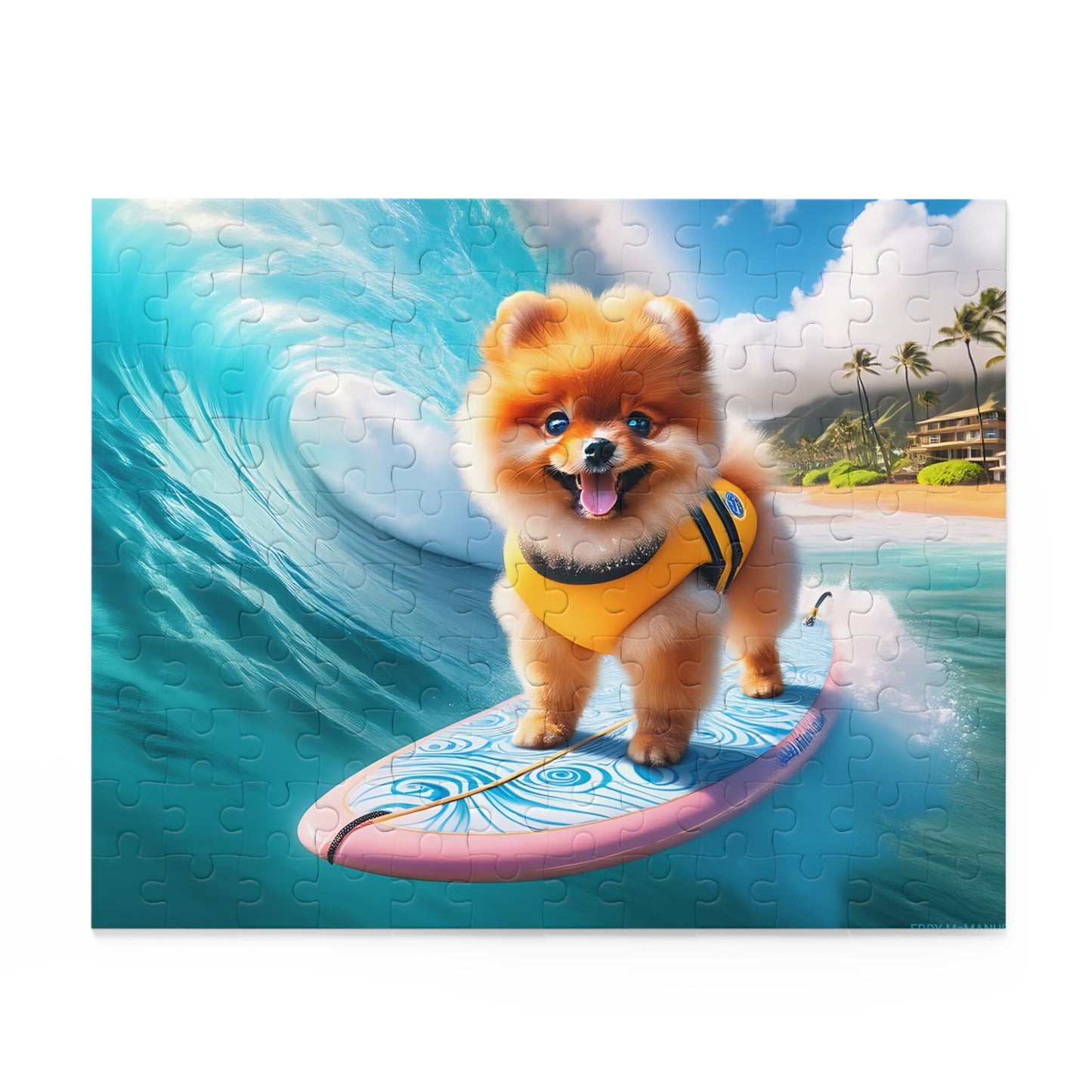Surf Pups! Surfing Pomeranian Puppy Puzzle 1 - (120, 252, 500-Piece)