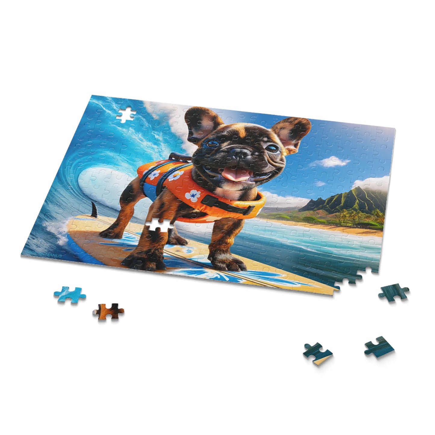 Surf Pups! Surfing French Bulldog Puppy Puzzle 6 - (120, 252, 500-Piece)