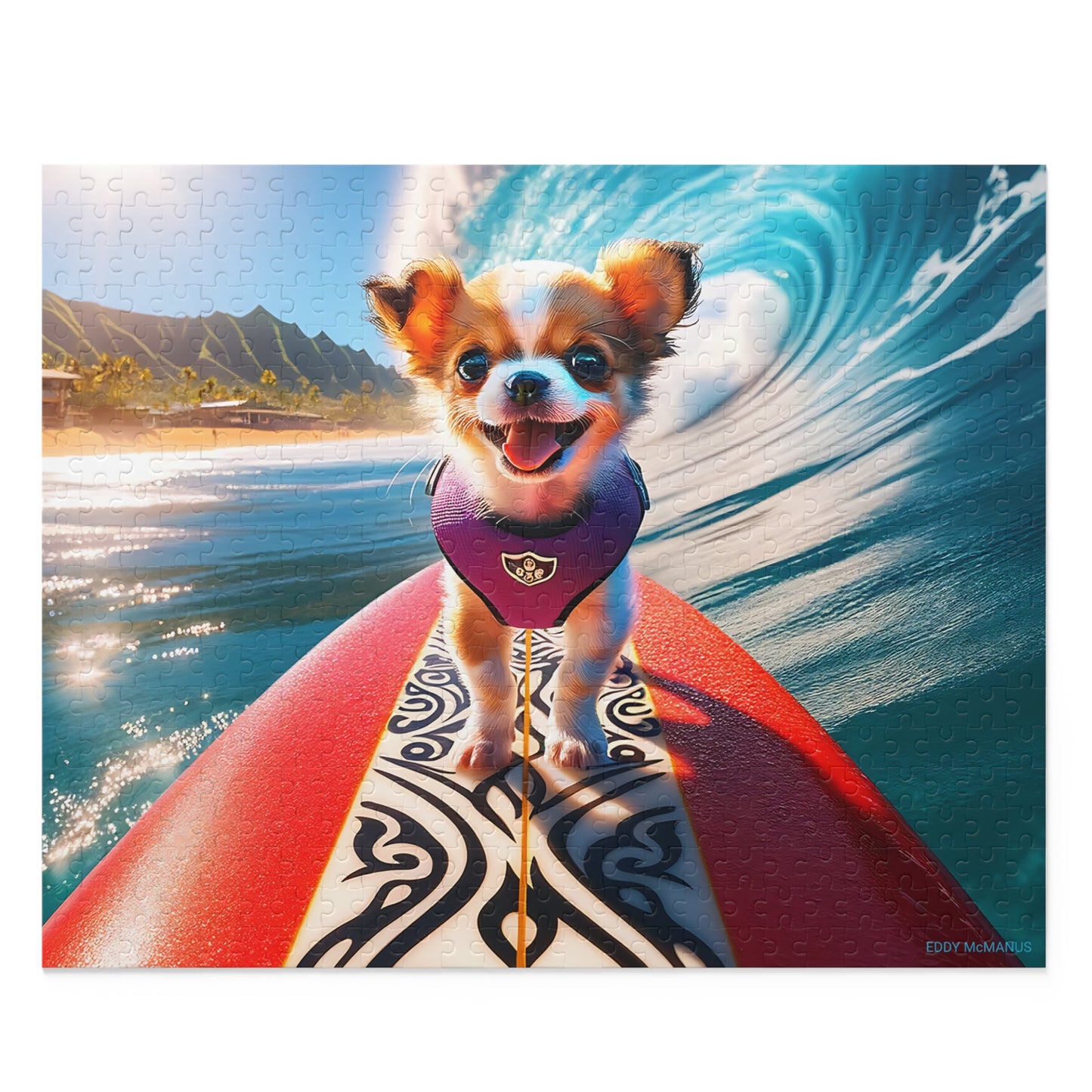 Surf Pups! Surfing Chihuahua Puppy Puzzle 6 - (120, 252, 500-Piece)