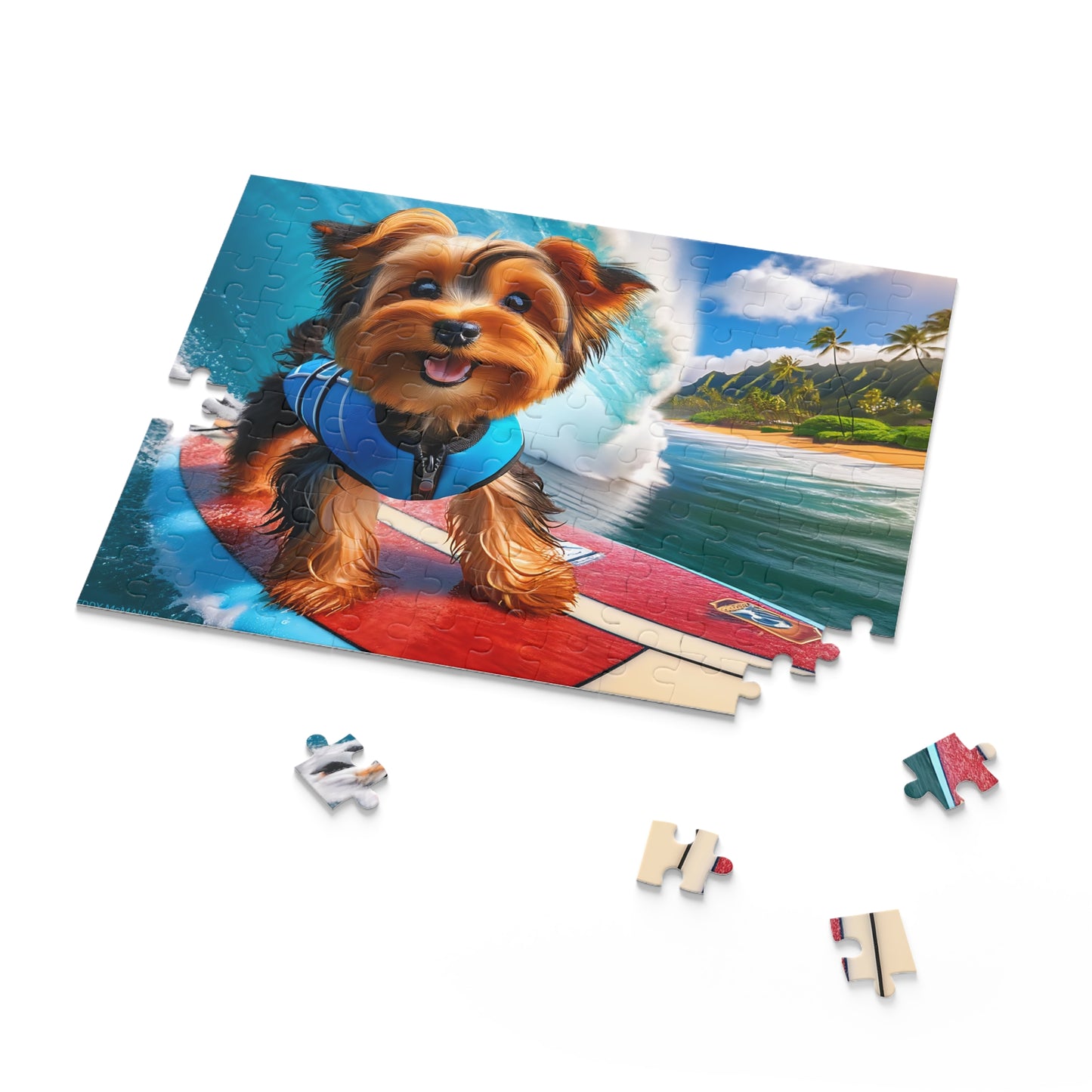 Surf Pups! Surfing Yorkie Puppy Puzzle 7 - (120, 252, 500-Piece)