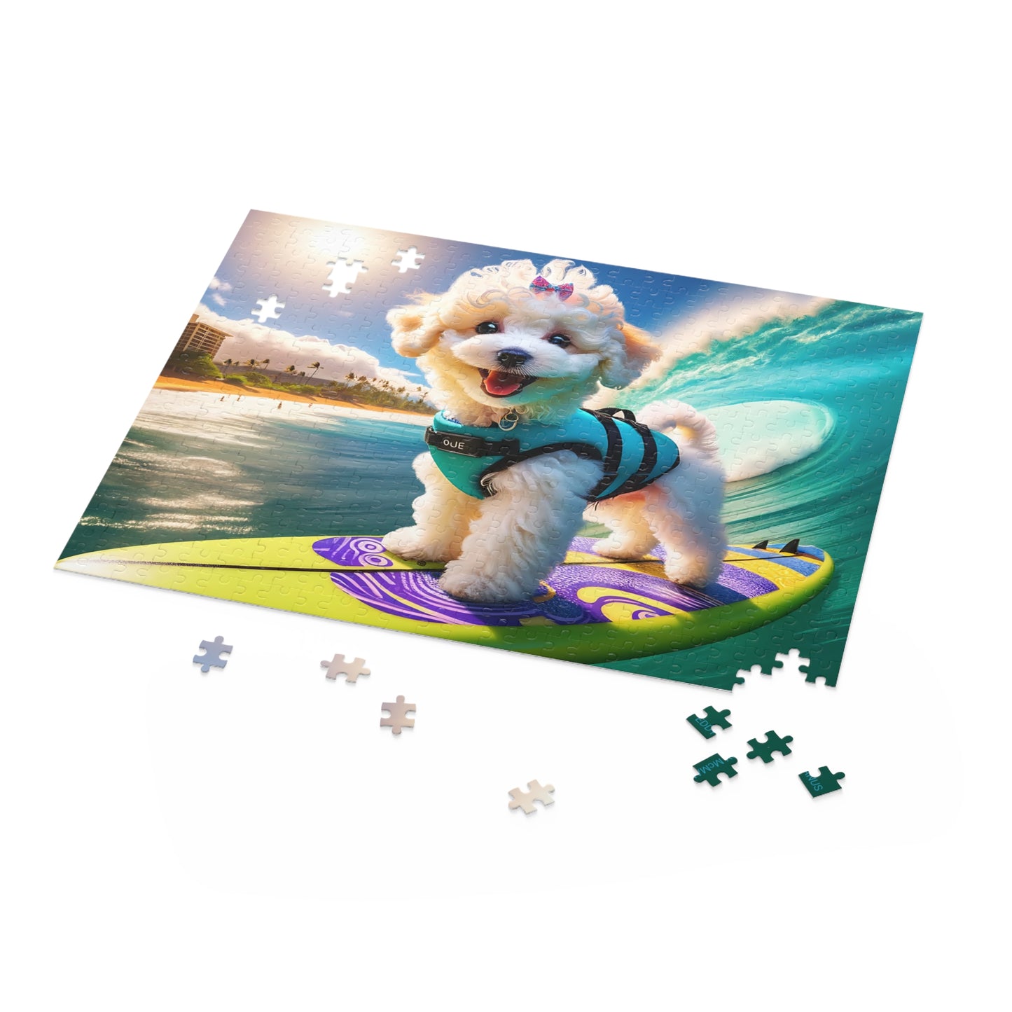 Surf Pups! Surfing Poodle Puppy Puzzle 1 - (120, 252, 500-Piece)