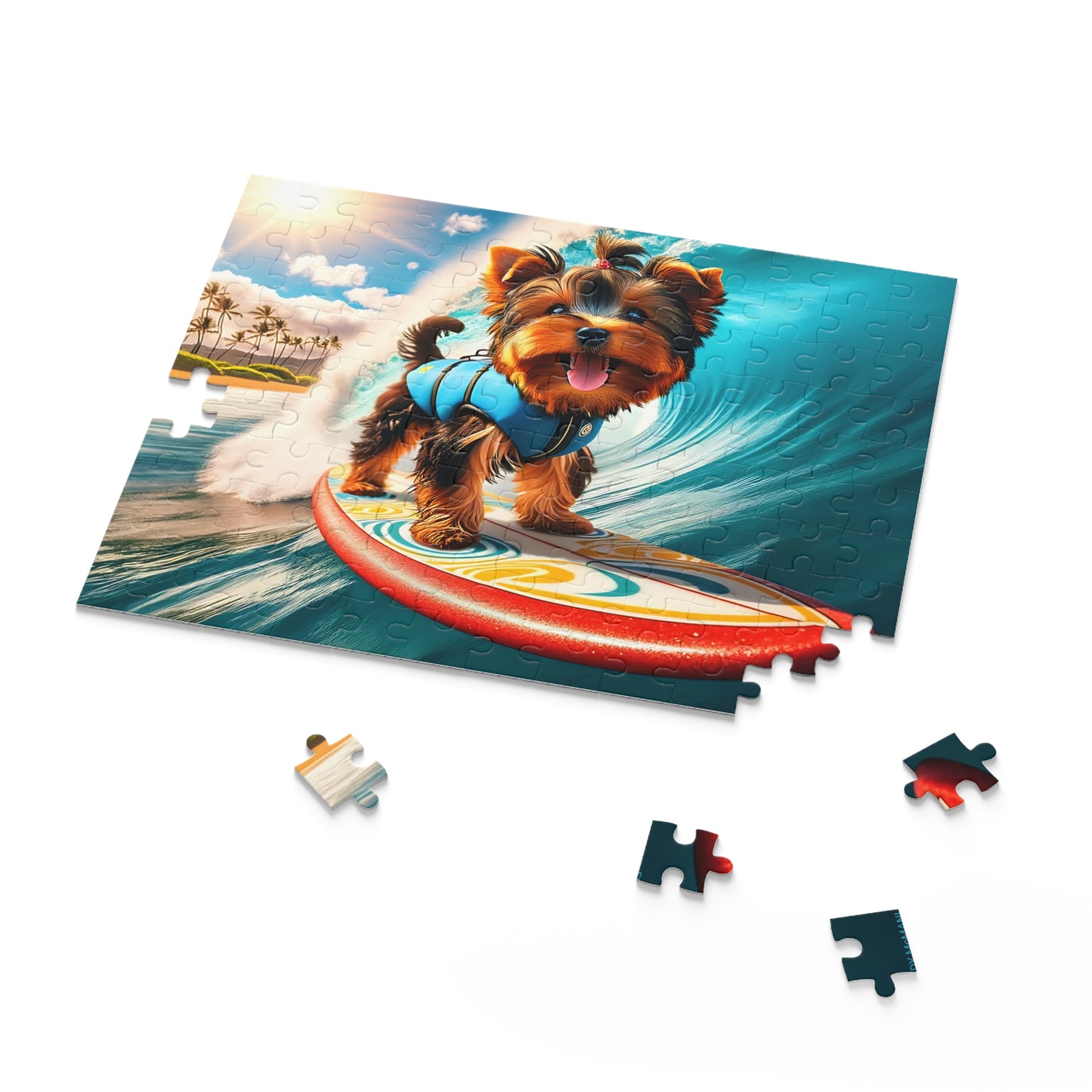 Surf Pups! Surfing Yorkie Puppy Puzzle 9 - (120, 252, 500-Piece)