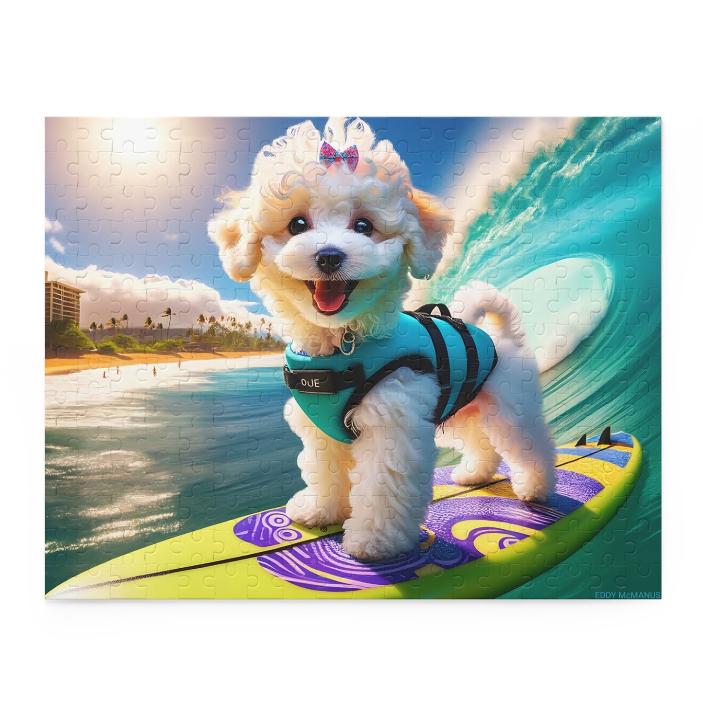 Surf Pups! Surfing Poodle Puppy Puzzle 1 - (120, 252, 500-Piece)