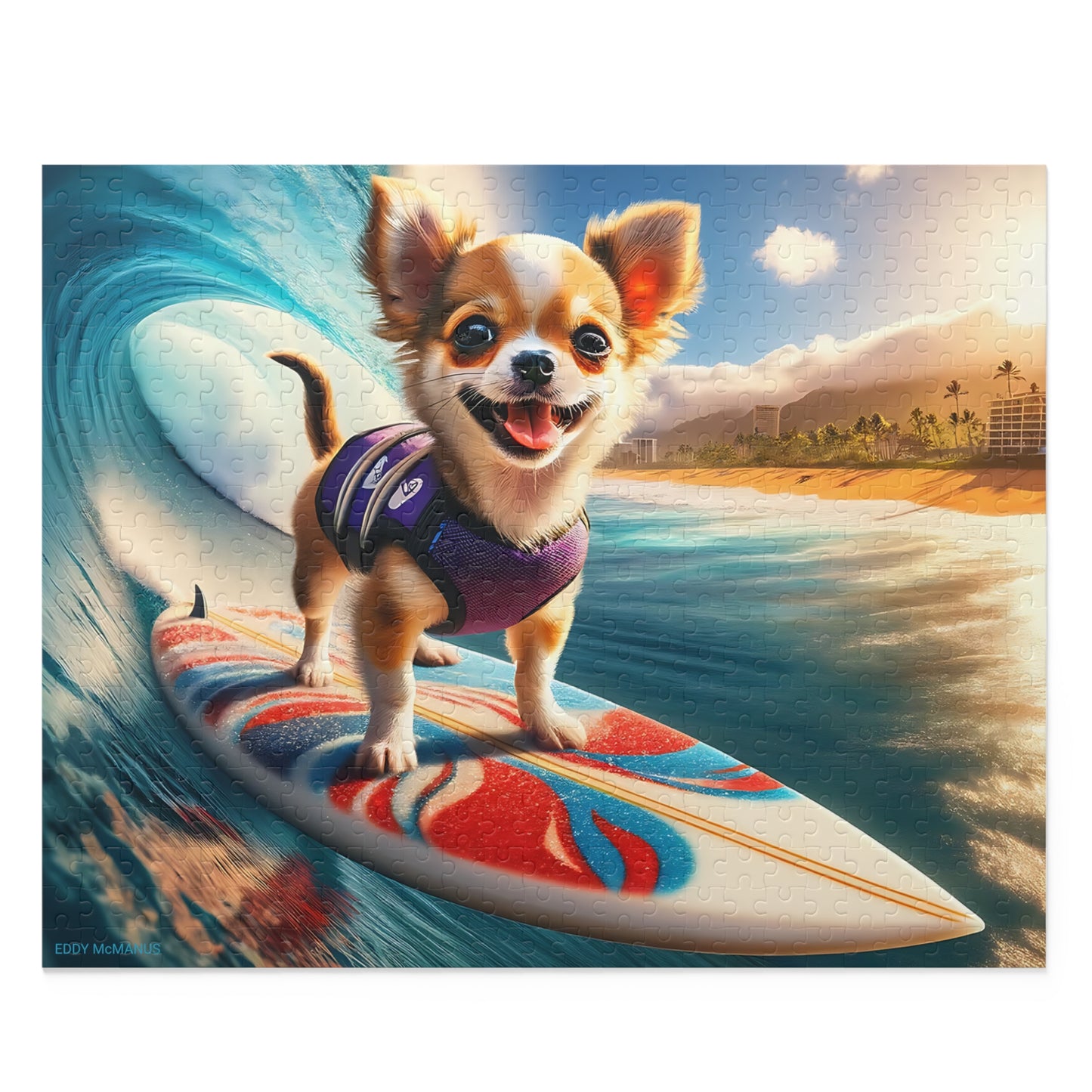 Surf Pups! Surfing Chihuahua Puppy Puzzle 4 - (120, 252, 500-Piece)
