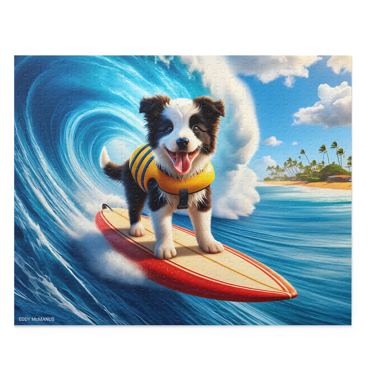 Surf Pups! Surfing Border Collie Puppy Puzzle 5 - (120, 252, 500-Piece)