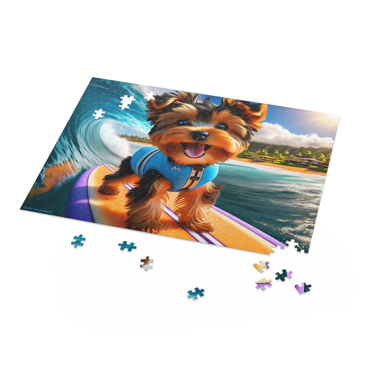Surf Pups! Surfing Yorkie Puppy Puzzle 2 - (120, 252, 500-Piece)