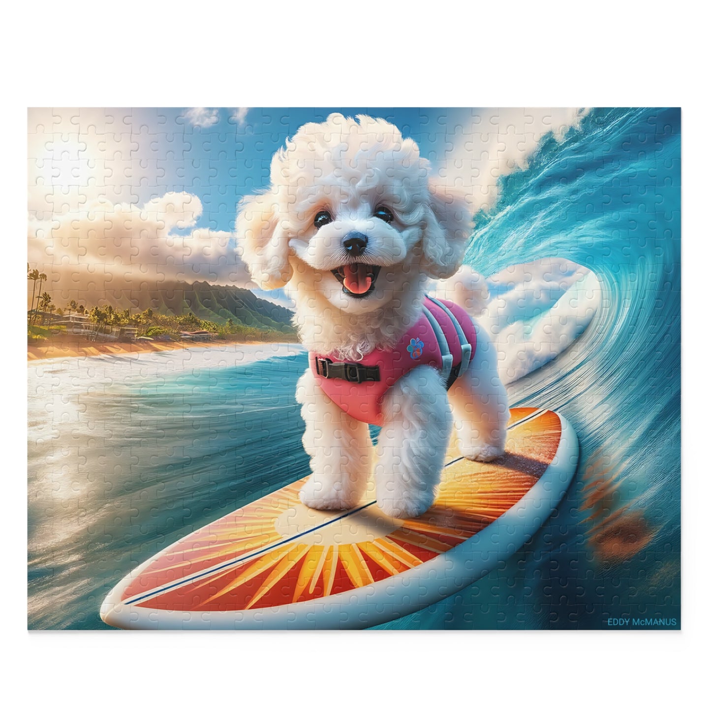 Surf Pups! Surfing Poodle Puppy Puzzle 3 - (120, 252, 500-Piece)