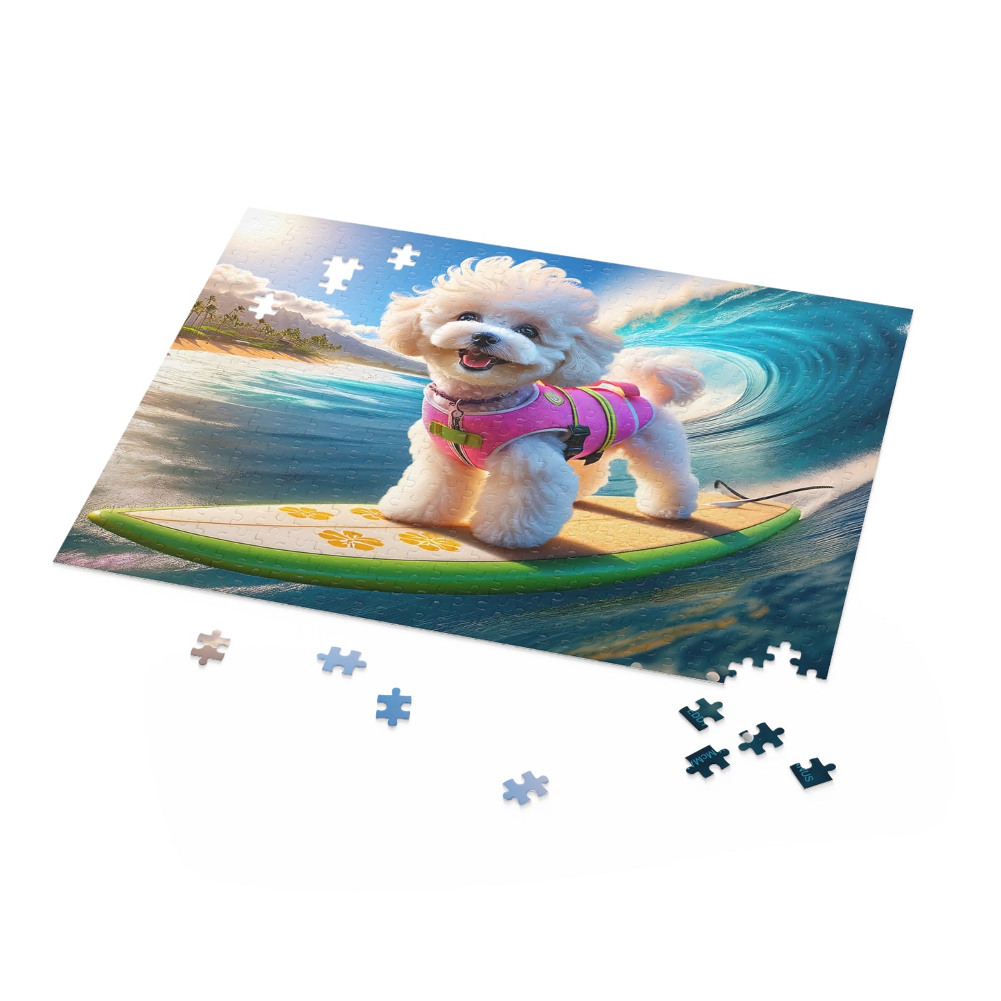 Surf Pups! Surfing Poodle Puppy Puzzle 8 - (120, 252, 500-Piece)