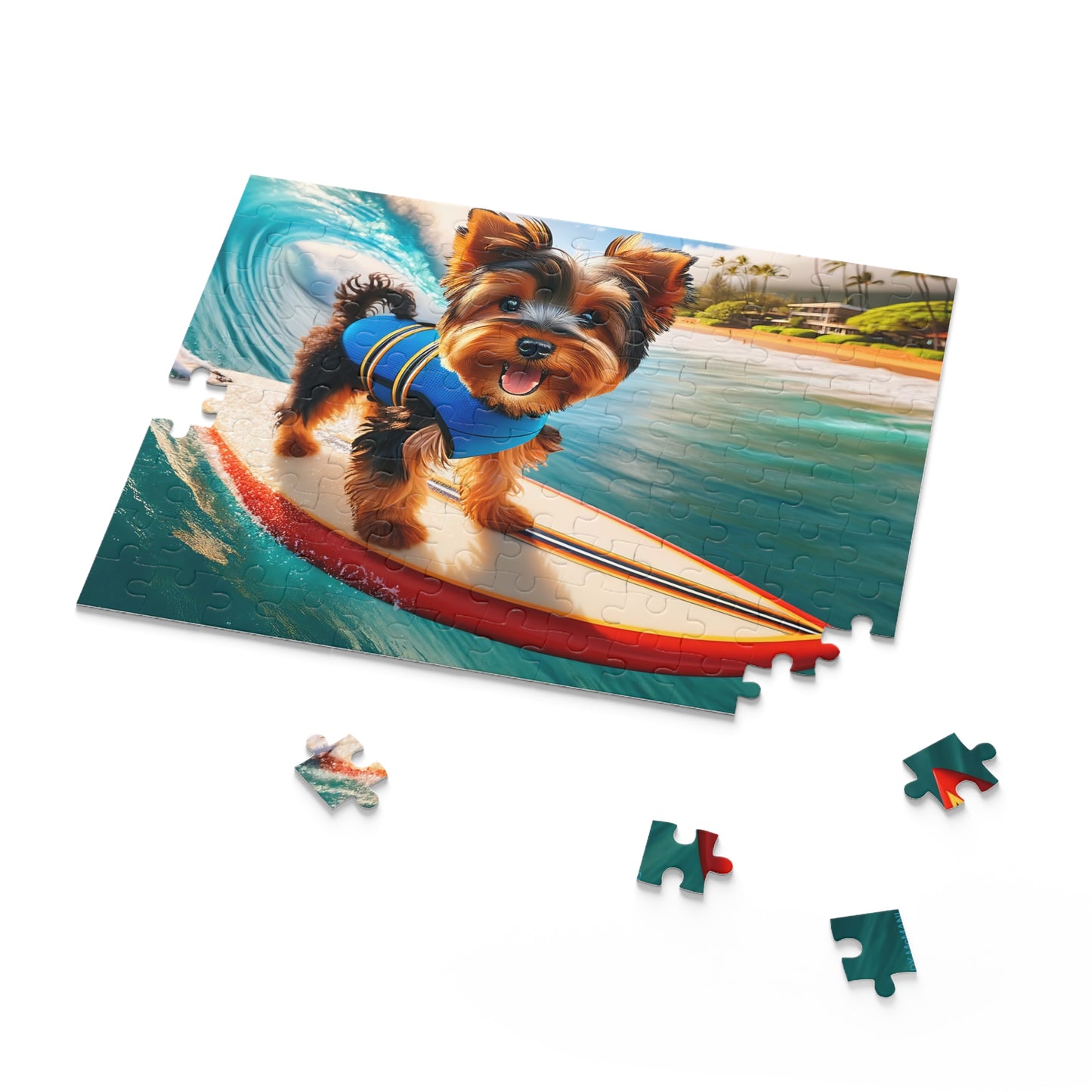 Surf Pups! Surfing Yorkie Puppy Puzzle 11 - (120, 252, 500-Piece)