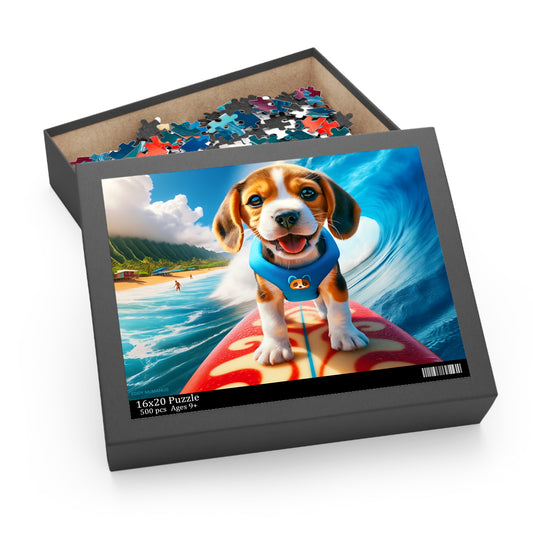 Surf Pups! Surfing Beagle Puppy Puzzle 4 (120, 252, 500-Piece)