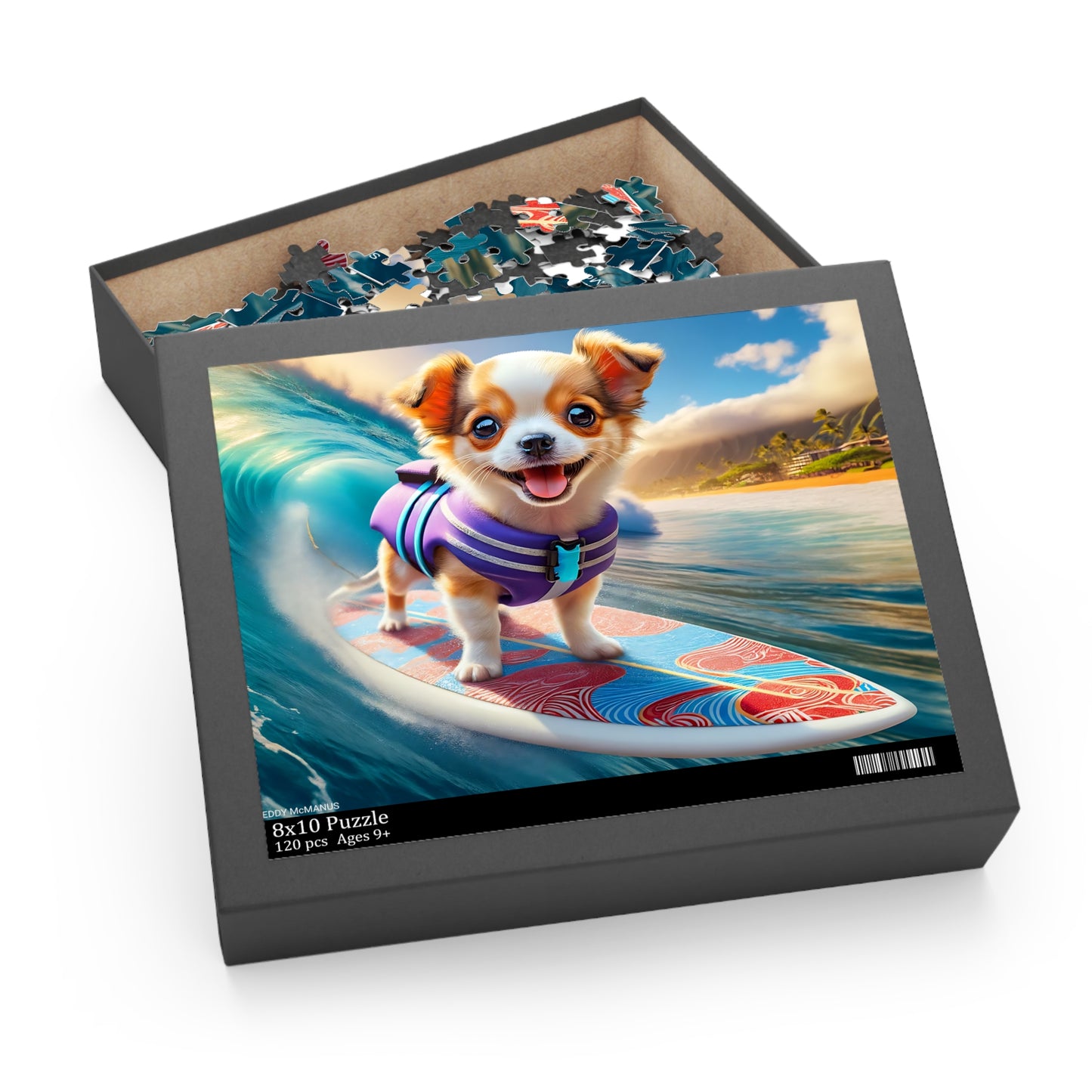 Surf Pups! Surfing Chihuahua Puppy Puzzle 3 - (120, 252, 500-Piece)