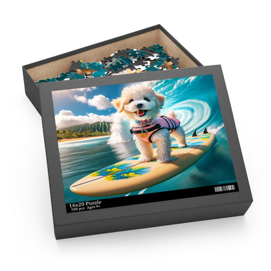 Surf Pups! Surfing Poodle Puppy Puzzle 6 - (120, 252, 500-Piece)
