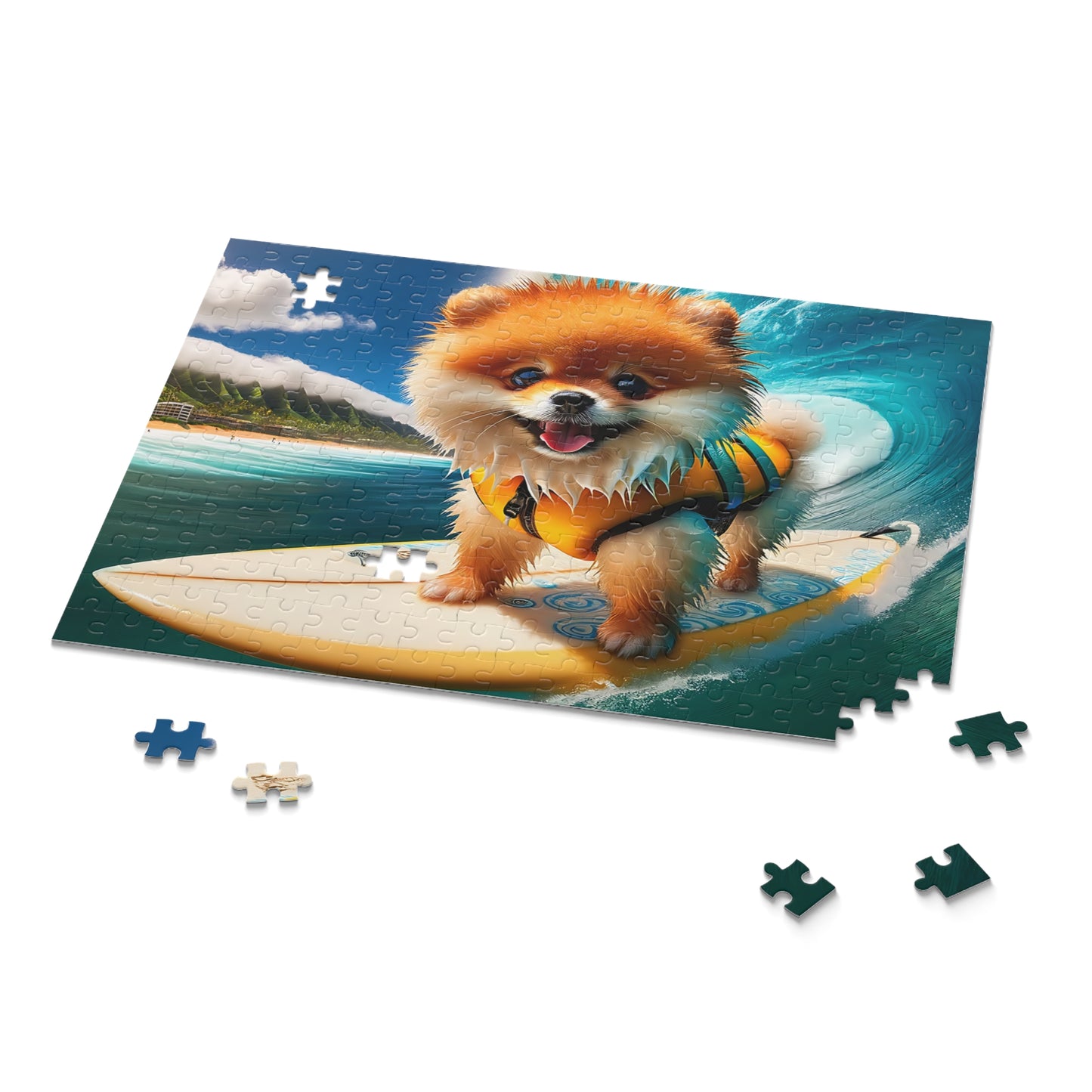 Surf Pups! Surfing Pomeranian Puppy Puzzle 9 - (120, 252, 500-Piece)