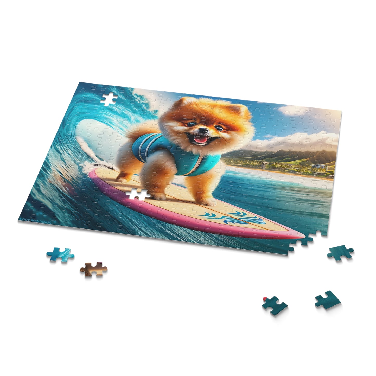 Surf Pups! Surfing Pomeranian Puppy Puzzle 4 - (120, 252, 500-Piece)