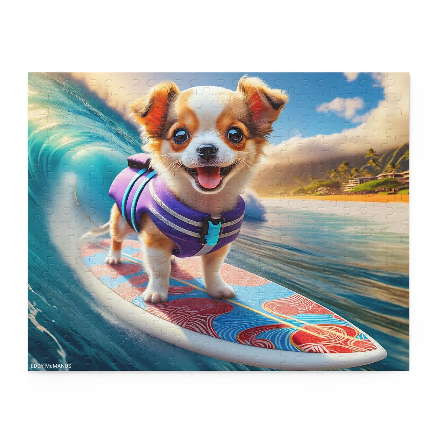 Surf Pups! Surfing Chihuahua Puppy Puzzle 3 - (120, 252, 500-Piece)