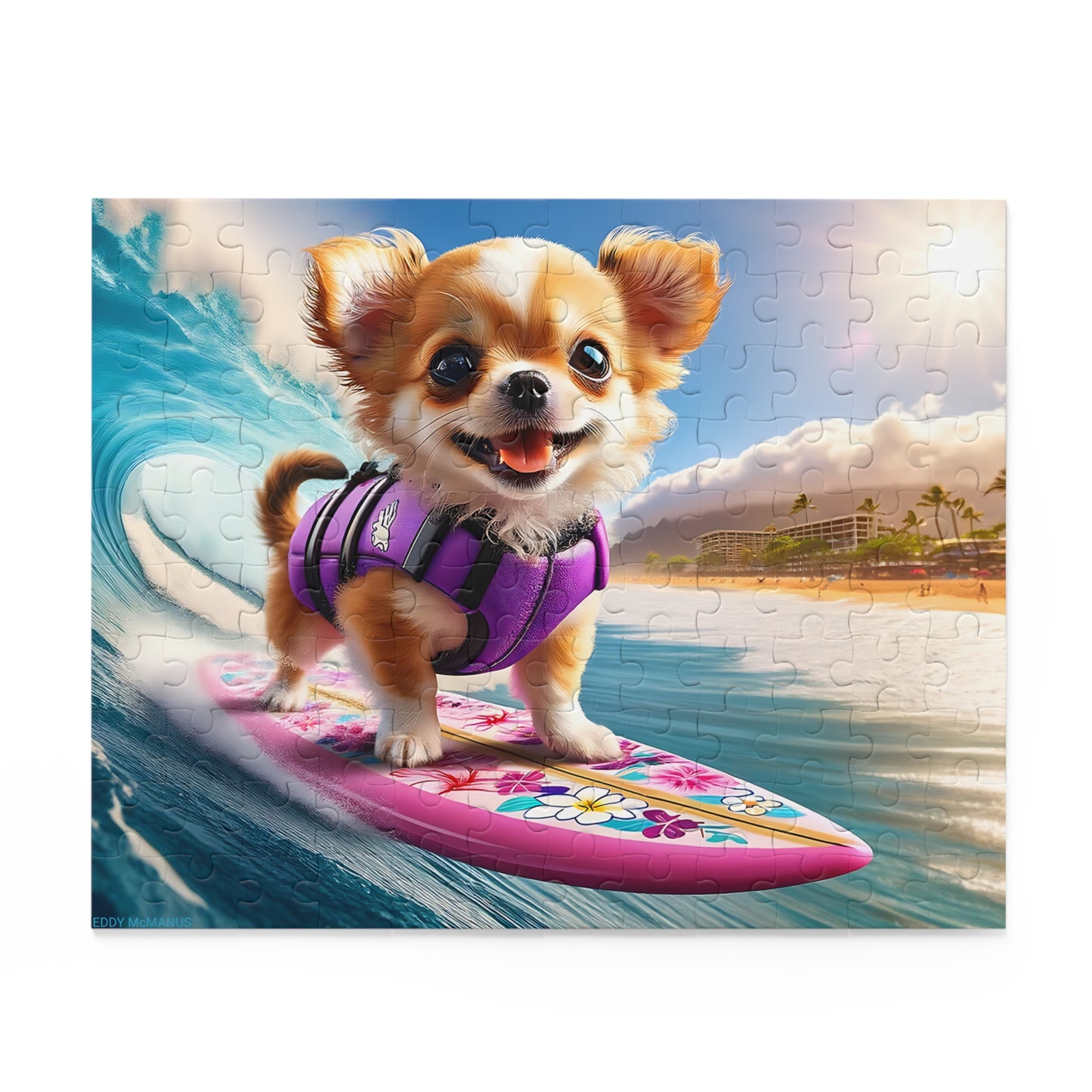 Surf Pups! Surfing Chihuahua Puppy Puzzle 7 - (120, 252, 500-Piece)
