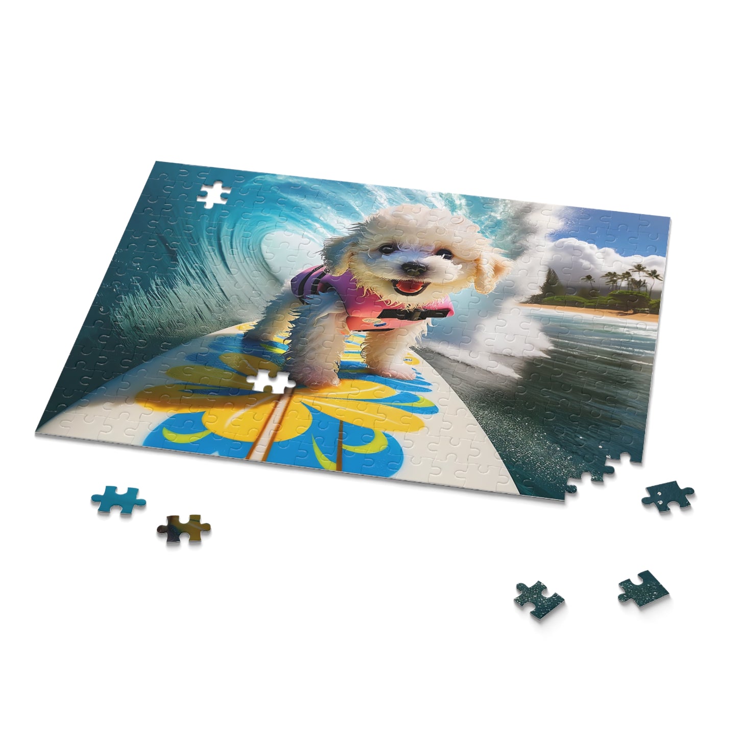 Surf Pups! Surfing Poodle Puppy Puzzle 5 - (120, 252, 500-Piece)
