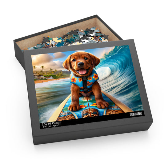 Surf Pups! Surfing Labrador Puppy Puzzle 8 - (120, 252, 500-Piece)