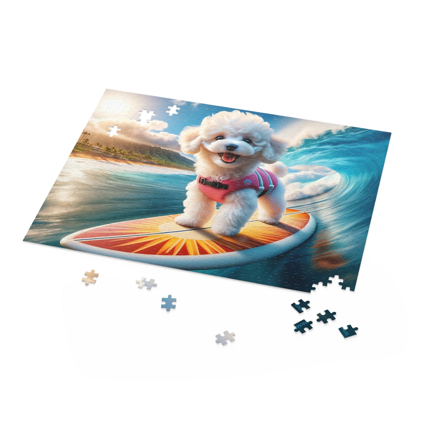 Surf Pups! Surfing Poodle Puppy Puzzle 3 - (120, 252, 500-Piece)