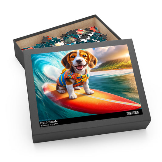 Surf Pups! Surfing Beagle Puppy Puzzle 1 - (120, 252, 500-Piece)