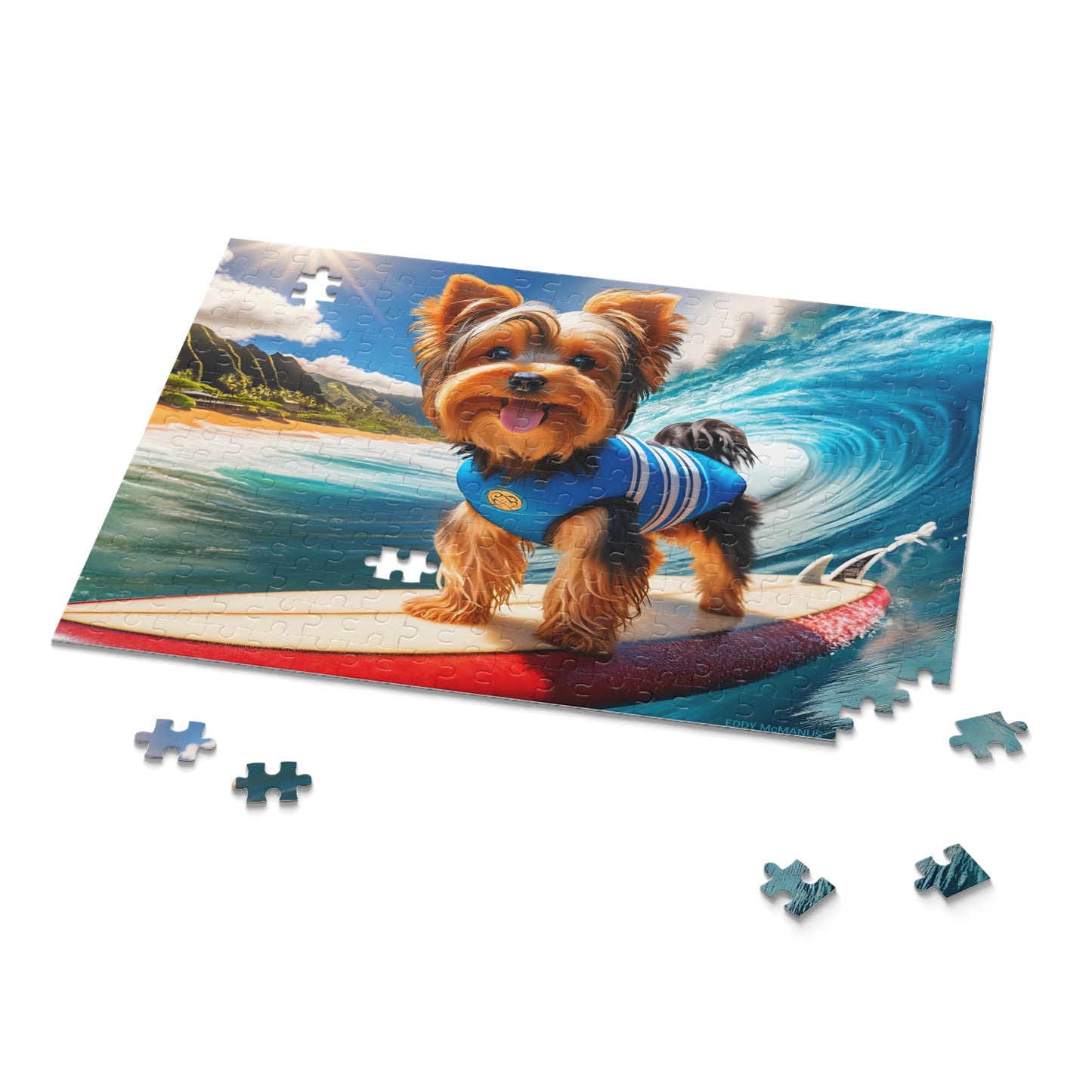 Surf Pups! Surfing Yorkie Puppy Puzzle 8 - (120, 252, 500-Piece)