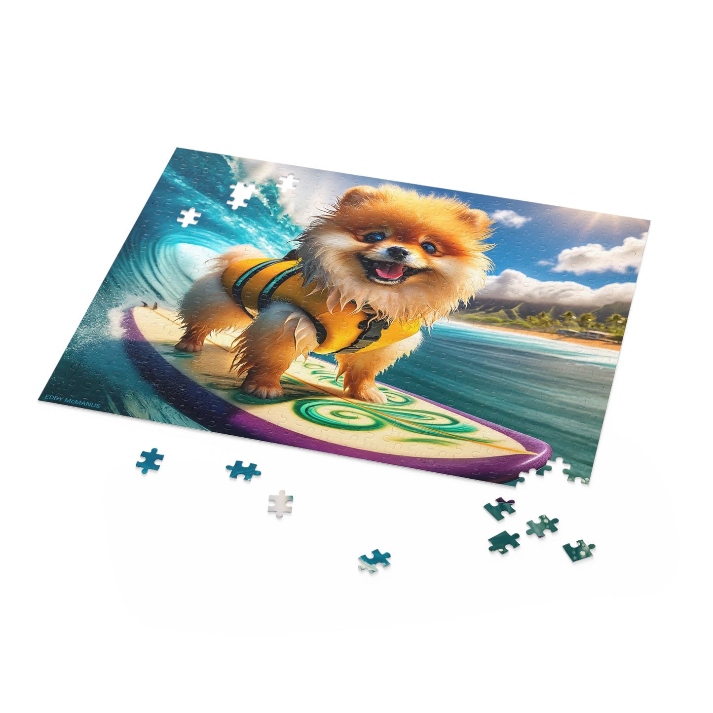 Surf Pups! Surfing Pomeranian Puppy Puzzle 6 - (120, 252, 500-Piece)