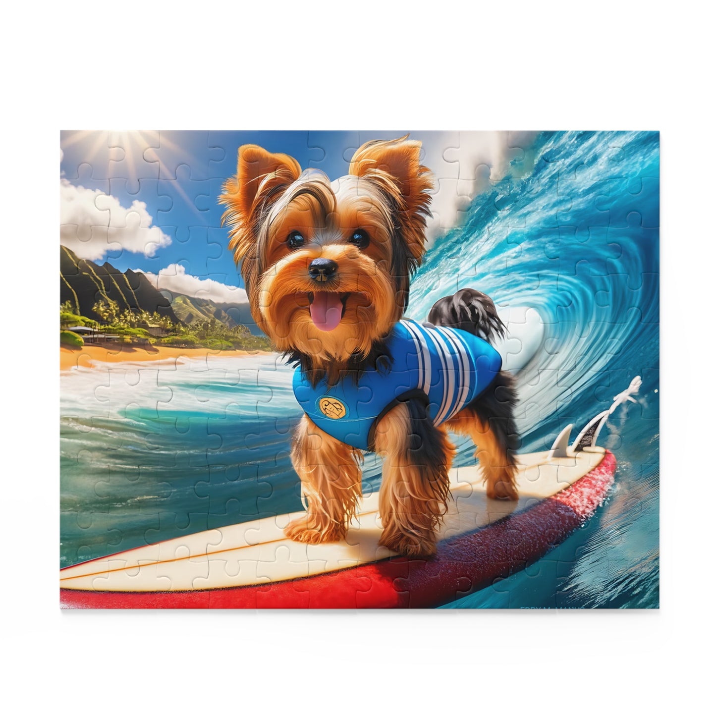 Surf Pups! Surfing Yorkie Puppy Puzzle 8 - (120, 252, 500-Piece)