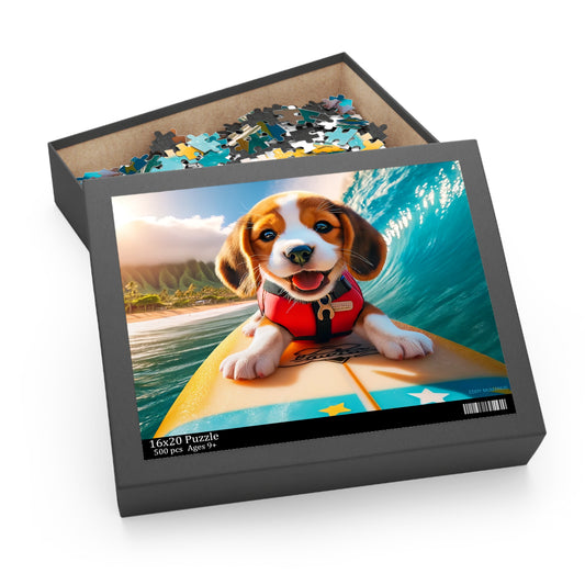 Surf Pups! Surfing Beagle Puppy Puzzle 10 (120, 252, 500-Piece)